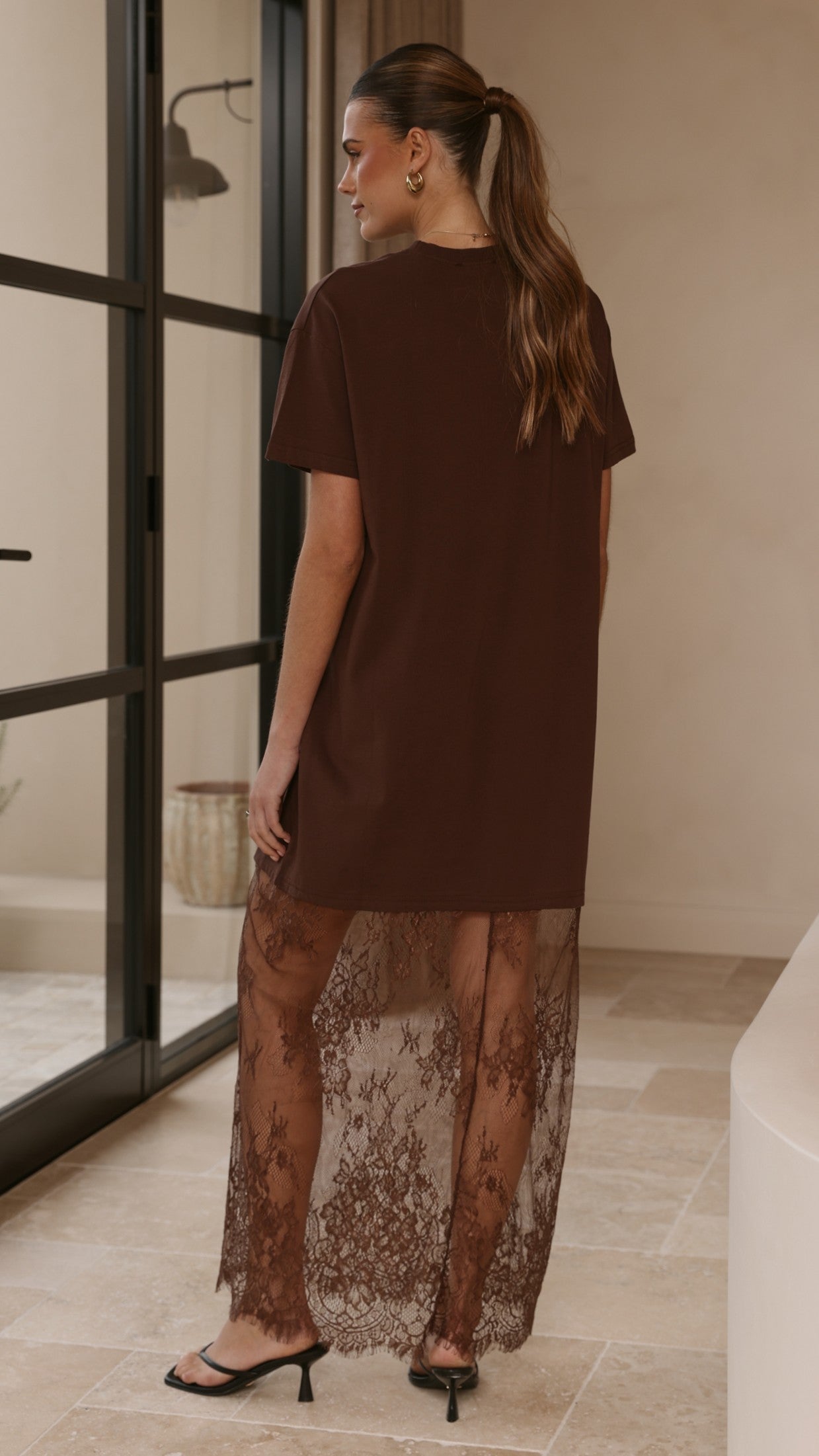 Adora T-Shirt Maxi Dress - Chocolate - Billy J