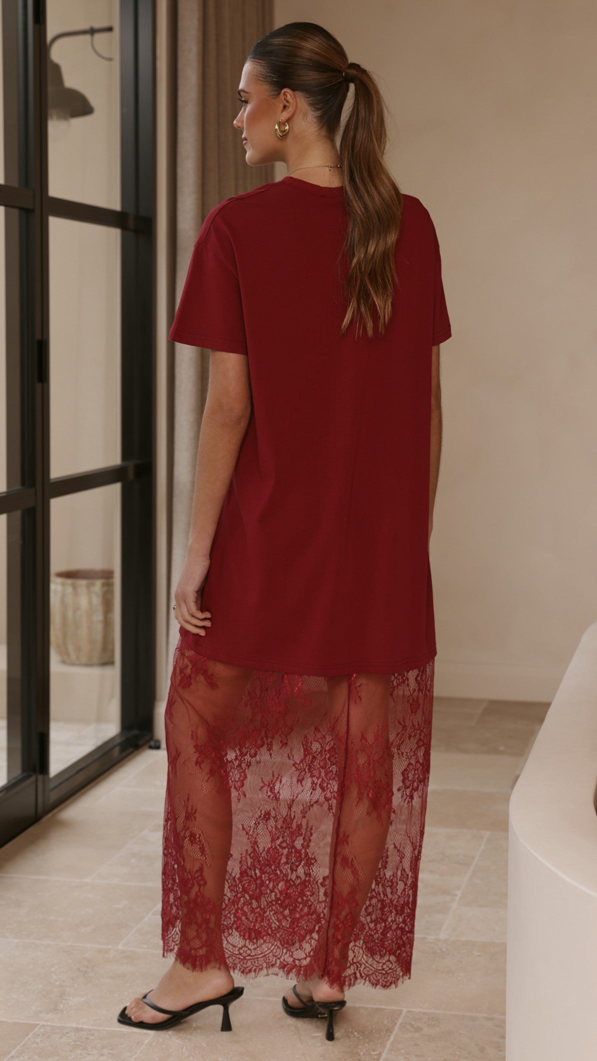 Adora T-Shirt Maxi Dress - Wine - Billy J
