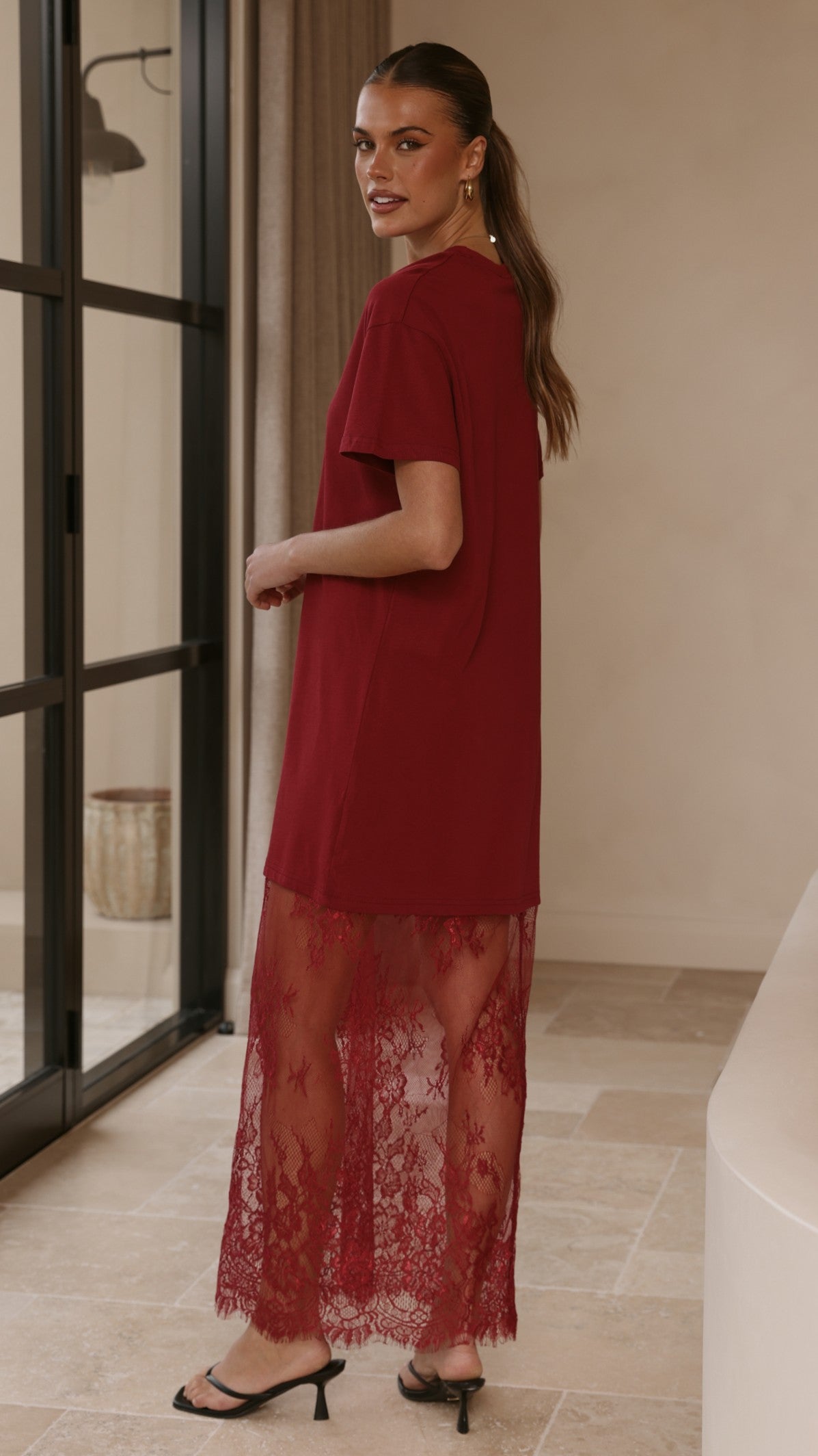 Adora T-Shirt Maxi Dress - Wine - Billy J
