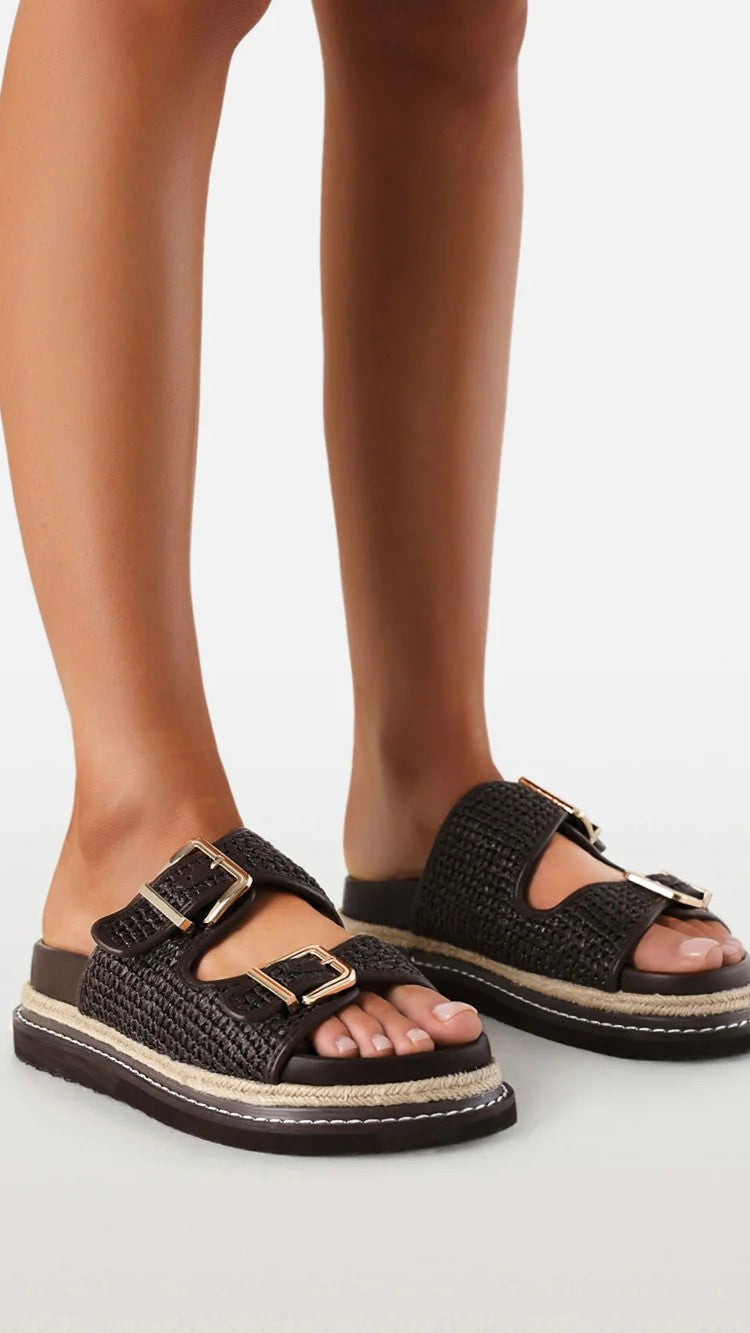 Adonis Slide - Chocolate Raffia