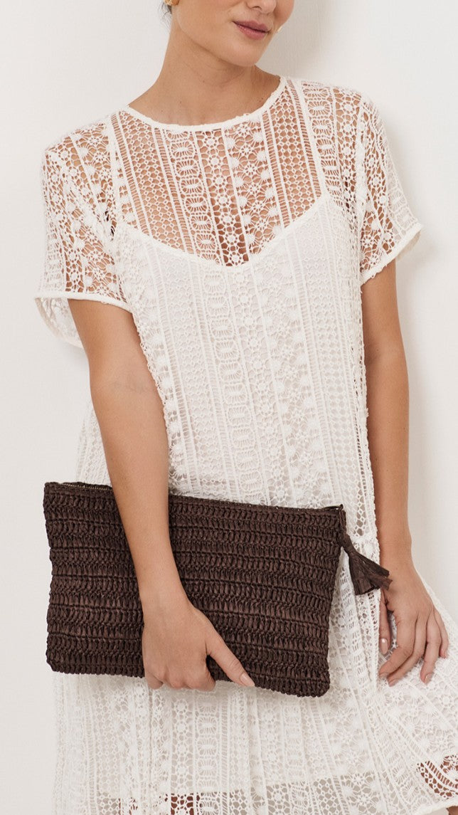 Paper Weave Large Pouch - Chocolate - Billy J