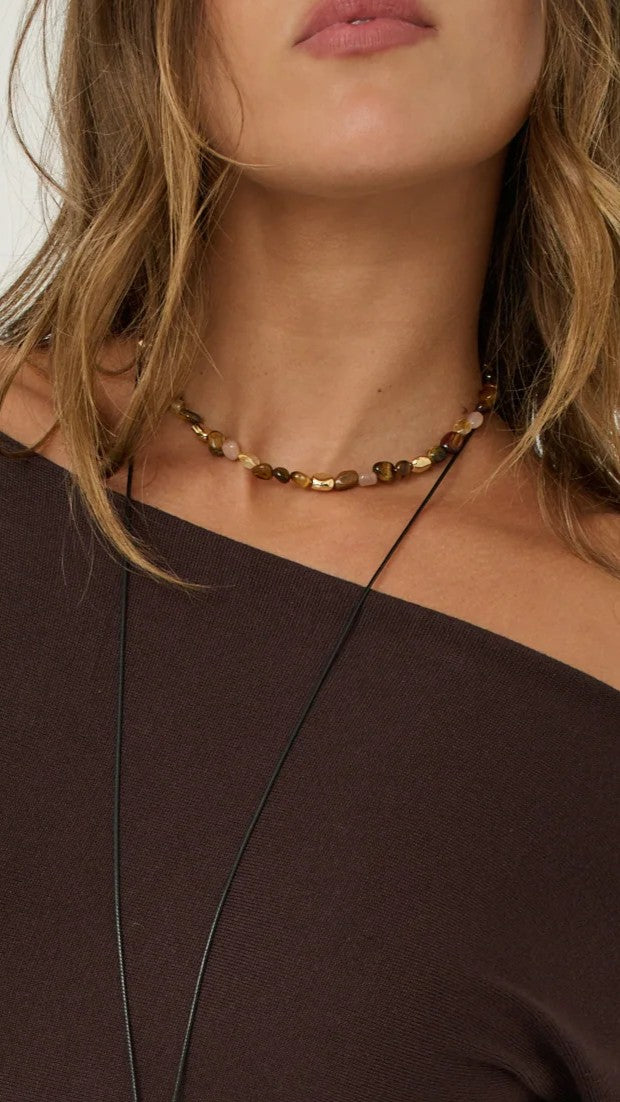 Kohen Beaded Necklace - Golden Brown - Billy J