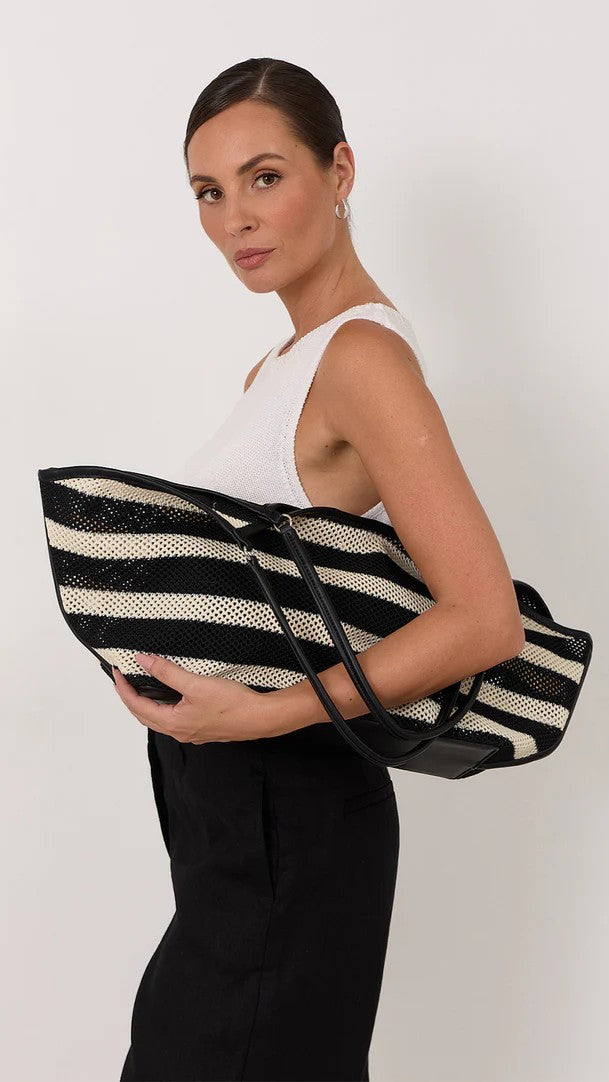 Sporty Weave Tote - Black/Natural - Billy J