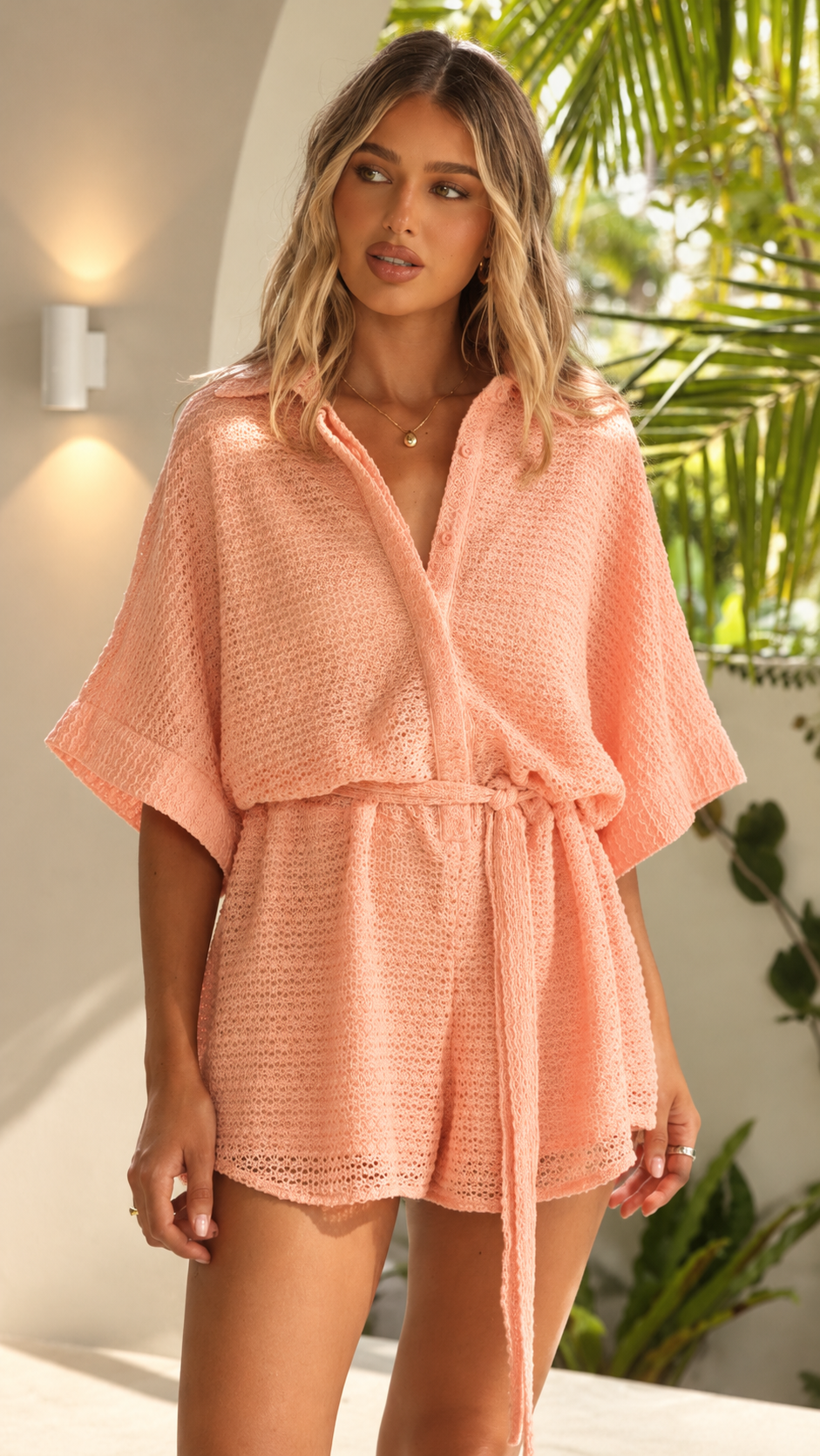 Carmen Playsuit - Peach