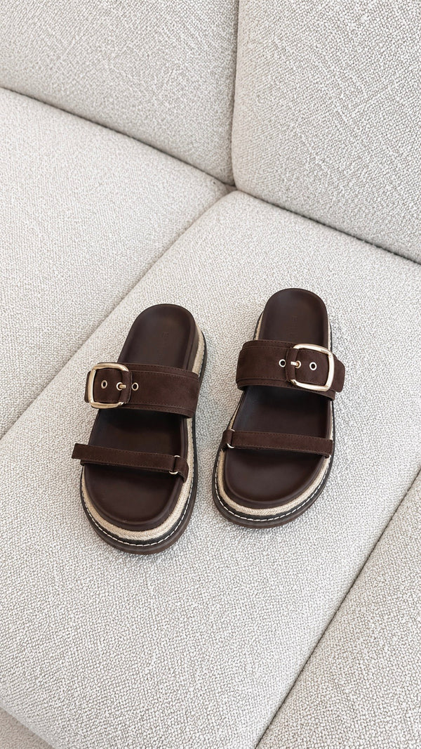 Tabitha Slide - Dark Cacao Suede - Billy J