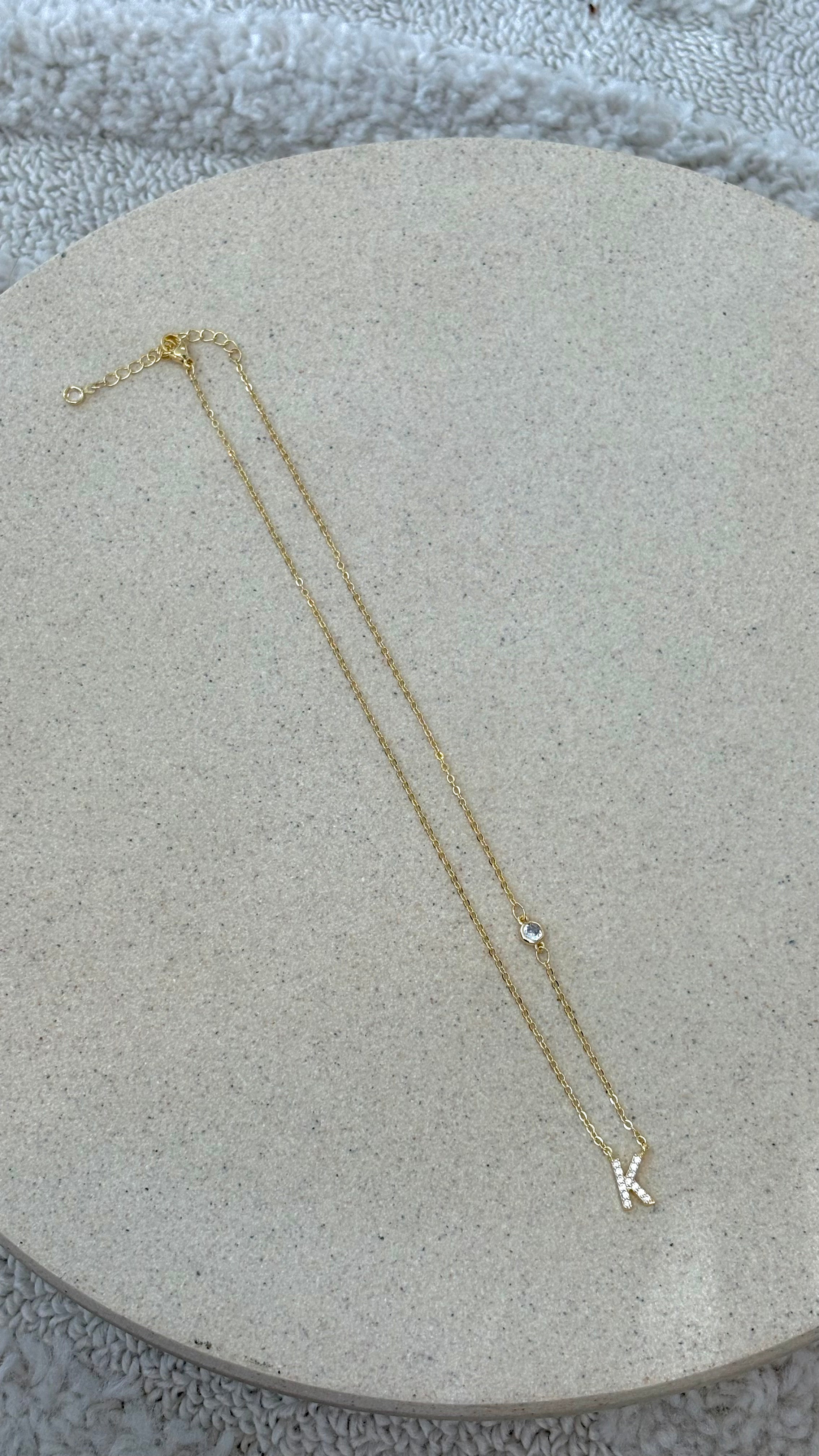 Ivy Initial Letter Necklace - K