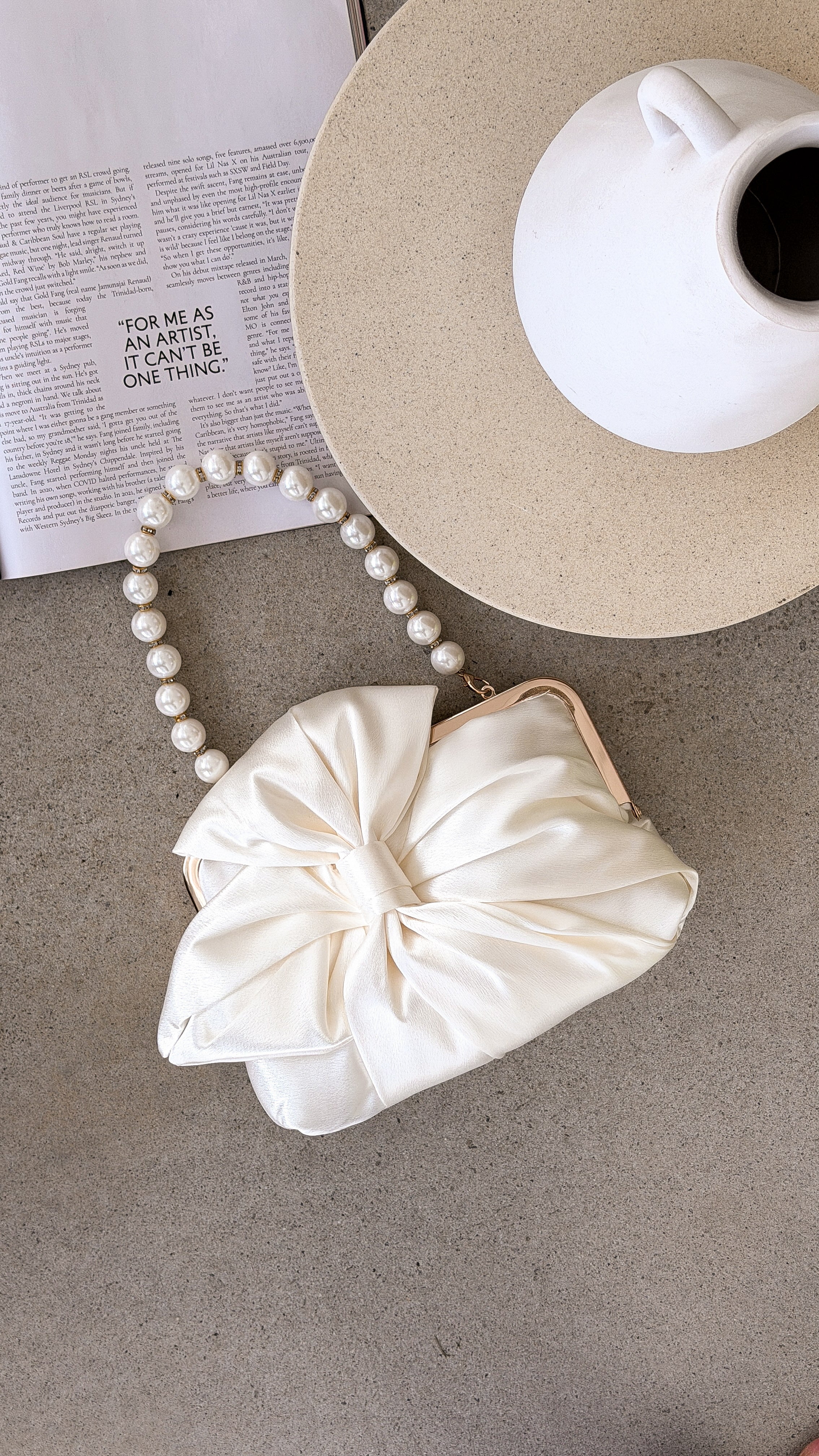 Satin Bow Clutch - Ivory - Billy J