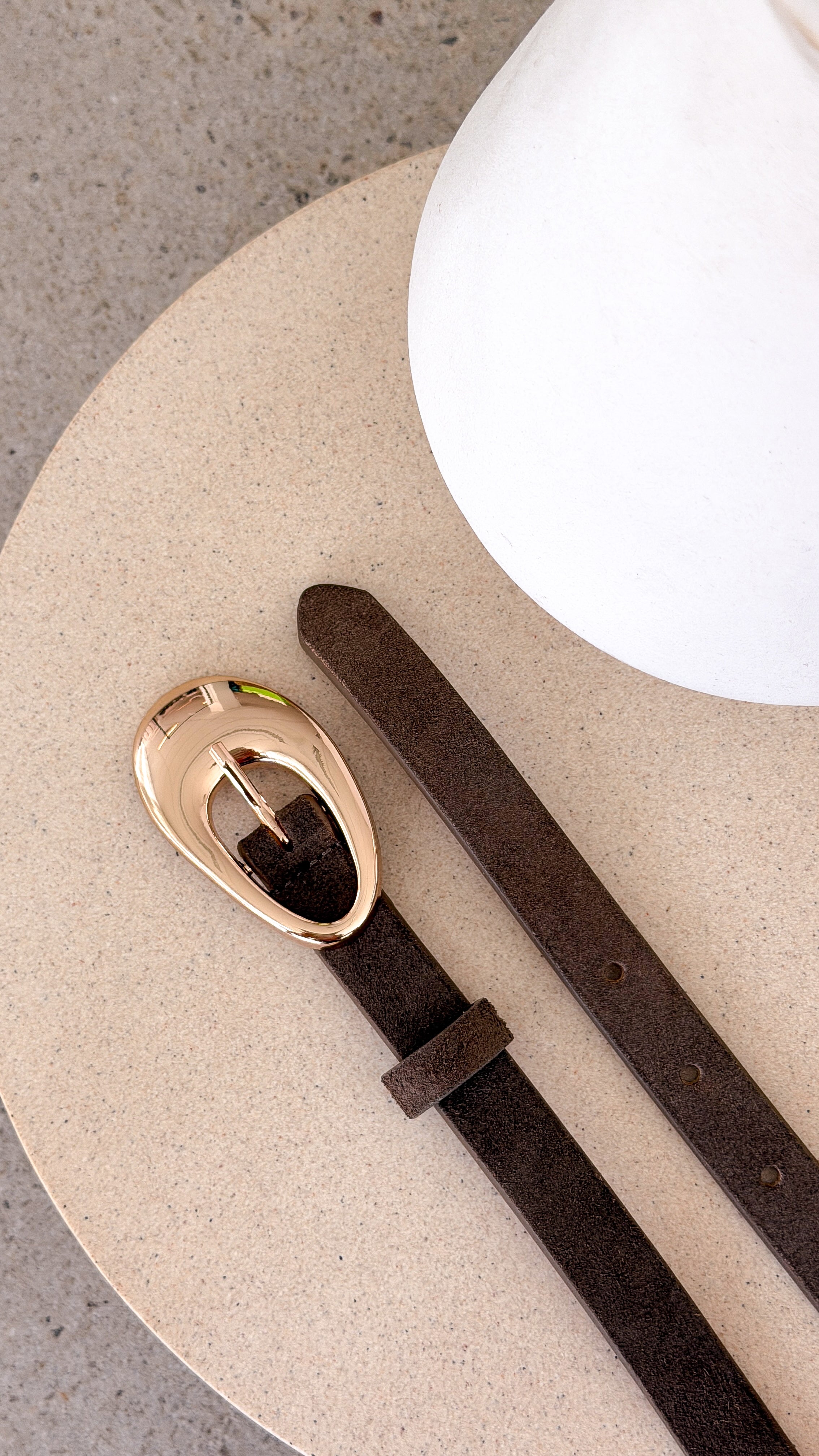 Celina Organic Buckle Belt - Olive Genuine Leather - Billy J