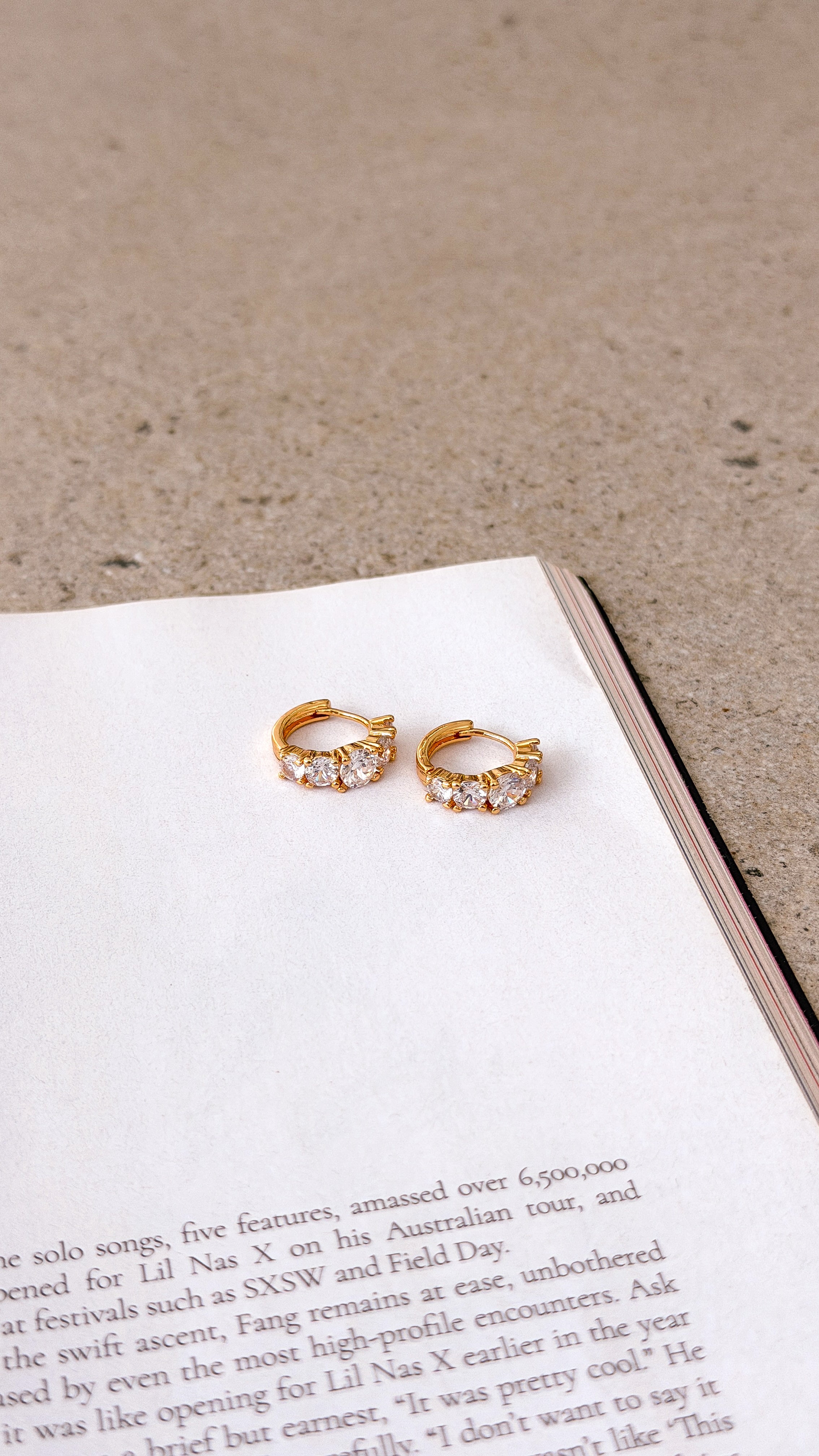 Birch Crystal 18K Gold Plated Huggie Earrings - Gold - Billy J