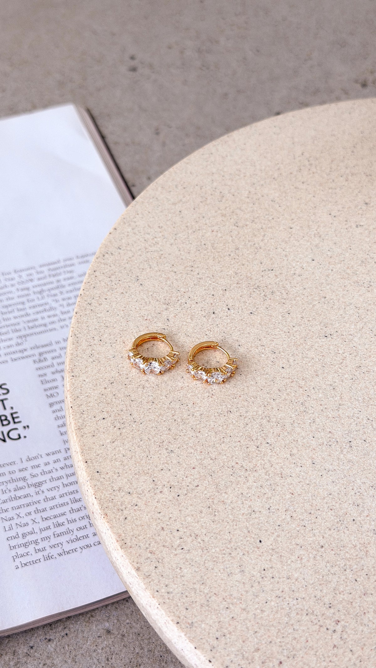 Birch Crystal 18K Gold Plated Huggie Earrings - Gold - Billy J