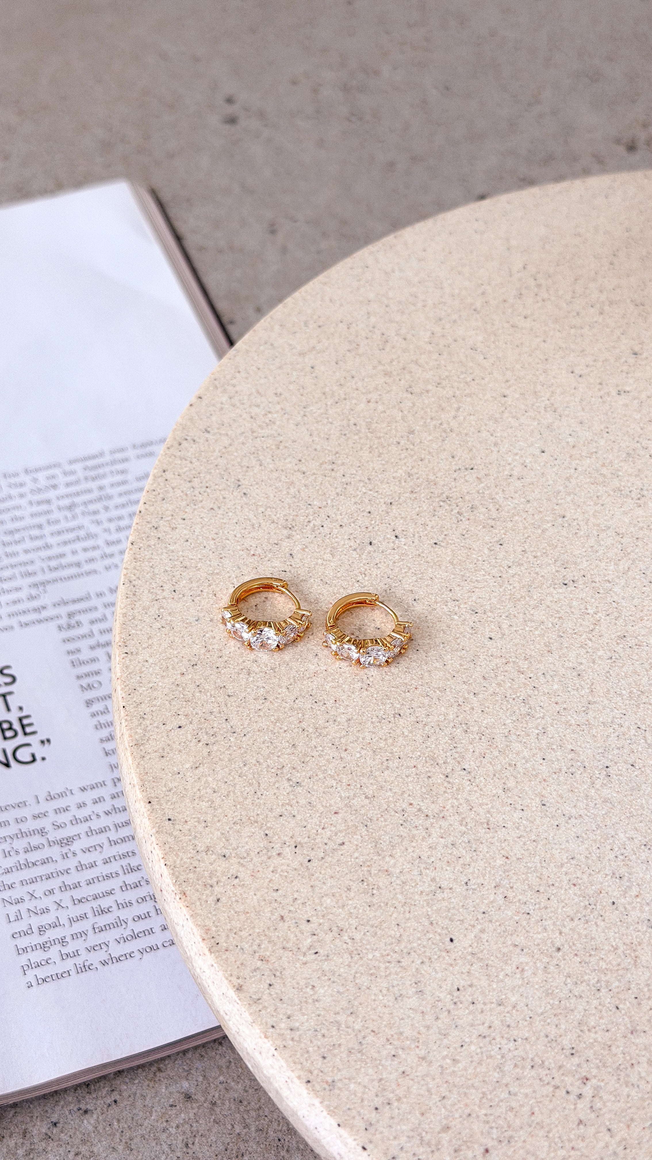 Birch Crystal 18K Gold Plated Huggie Earrings - Gold - Billy J