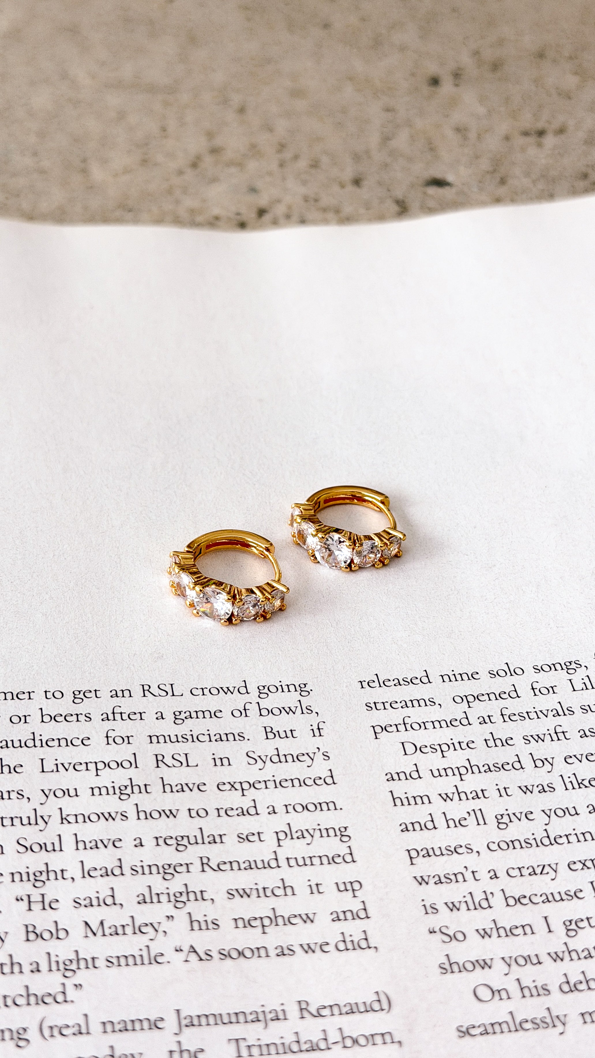 Birch Crystal 18K Gold Plated Huggie Earrings - Gold - Billy J