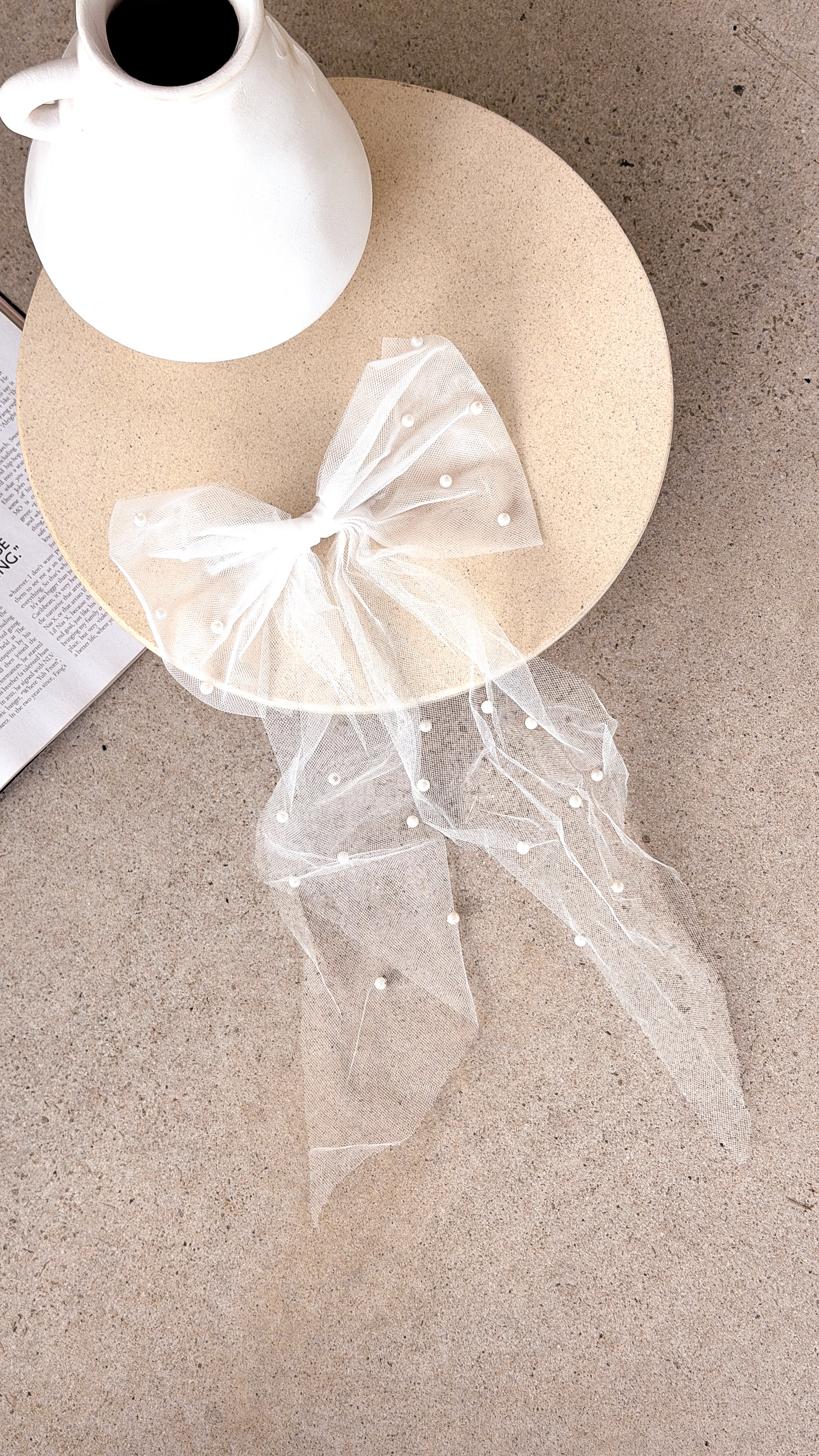 Bella Bow Pearl Clip - White - Billy J