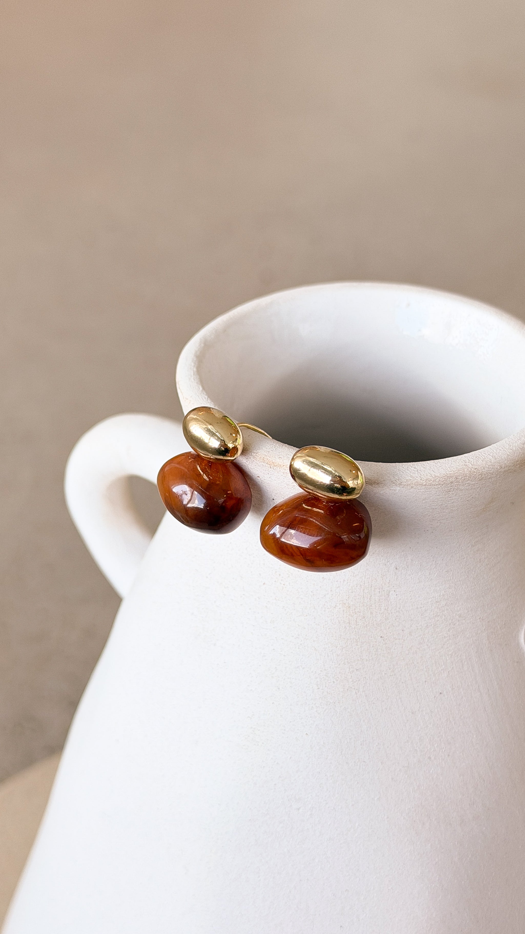 Bauble Resin Earring - Brown - Billy J