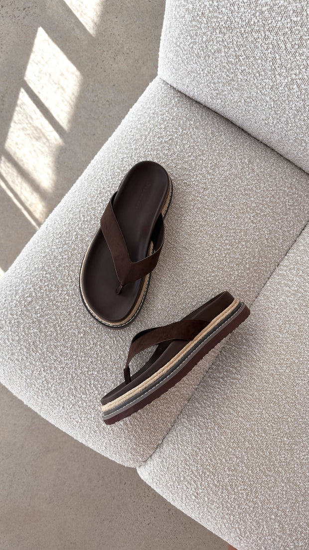 Arley Slide - Cocoa Faux Suede - Billy J