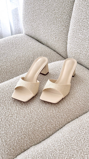 Freda Heel - Cream Raffia - Billy J