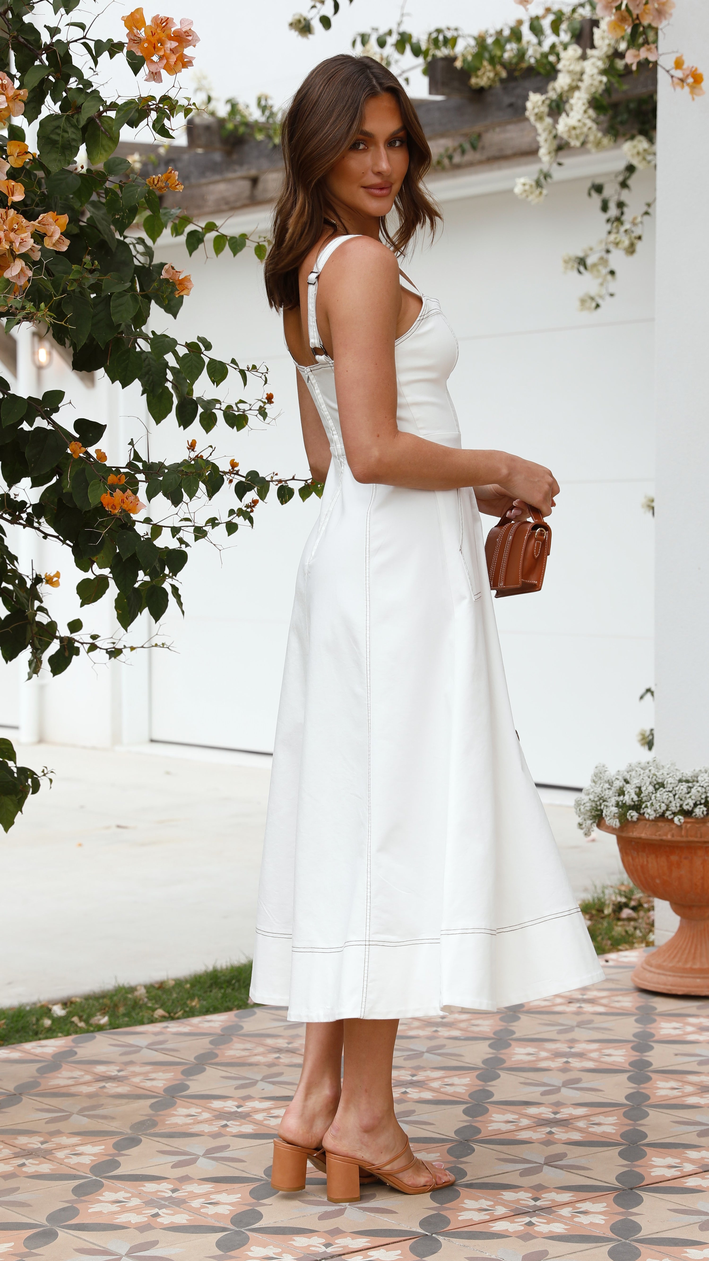 Indigo Midi Dress - White Denim - Billy J