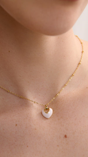Jules Heart 18K Gold Plated Necklace - White - Billy J