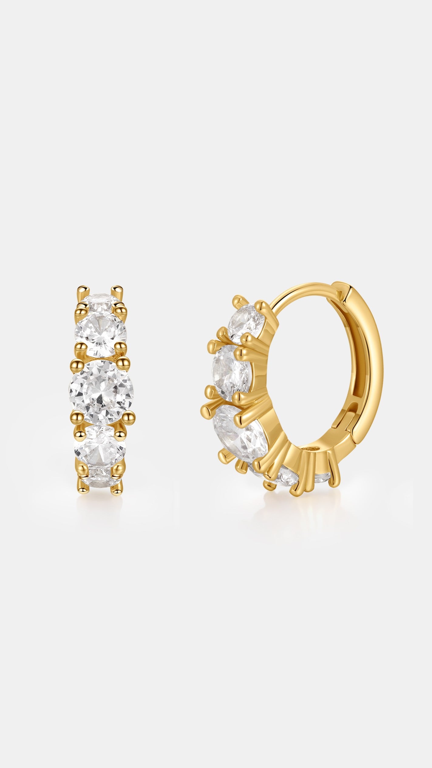 Birch Crystal 18K Gold Plated Huggie Earrings - Gold - Billy J