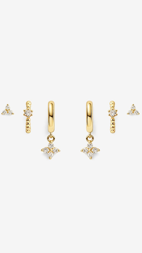 Celin Gold Stacker Earring Set - Gold - Billy J