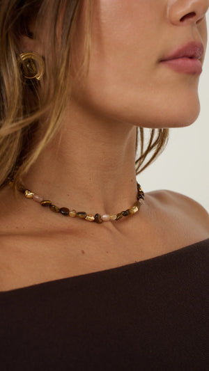 Kohen Beaded Necklace - Golden Brown - Billy J
