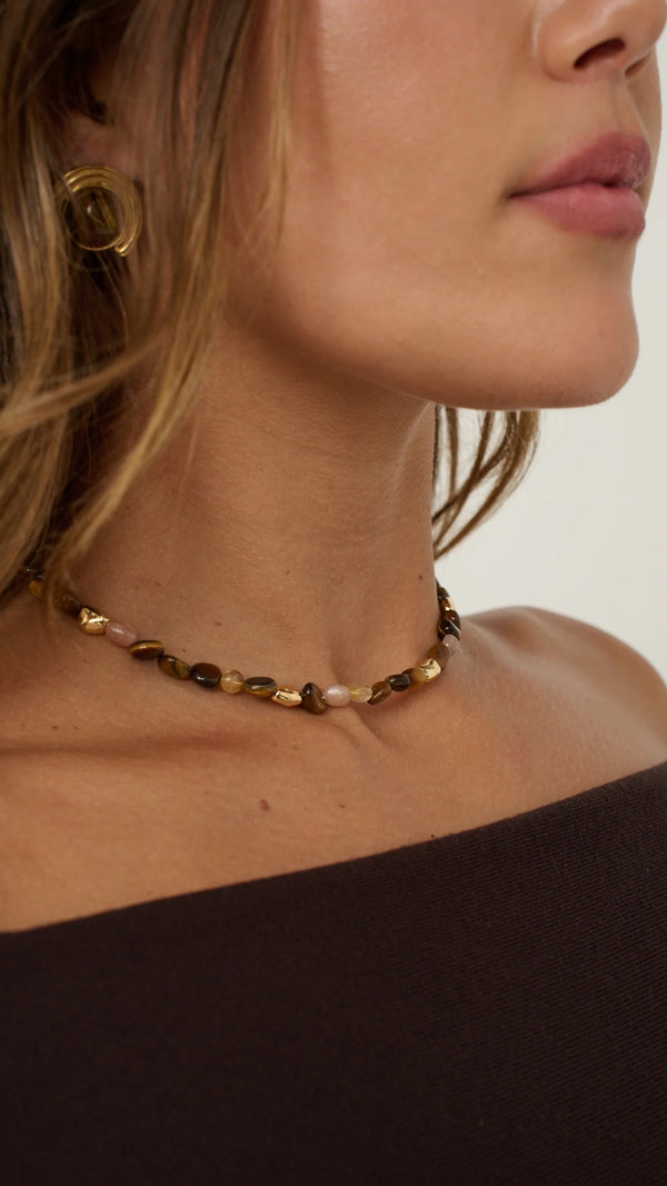 Kohen Beaded Necklace - Golden Brown - Billy J