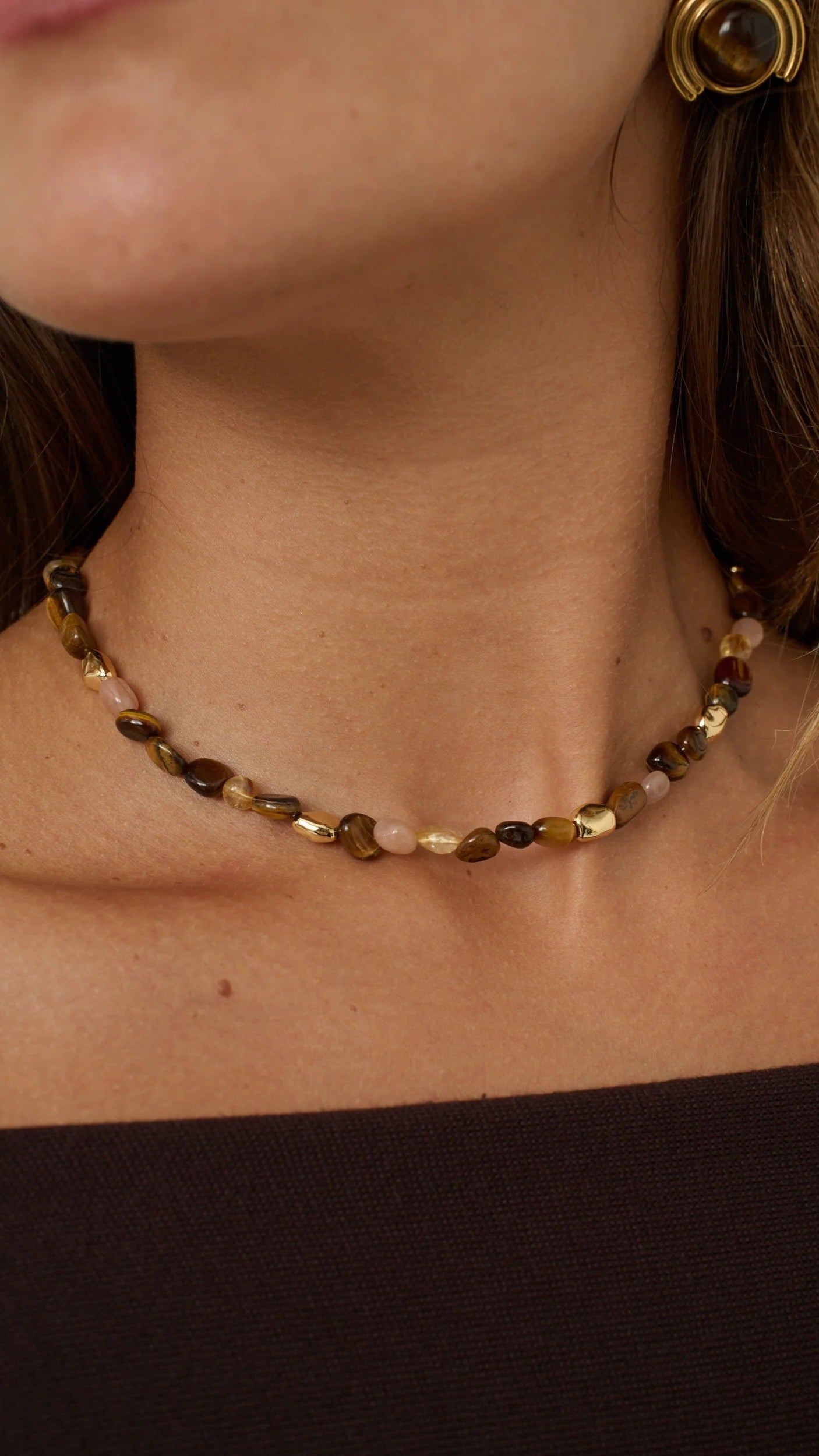 Kohen Beaded Necklace - Golden Brown - Billy J