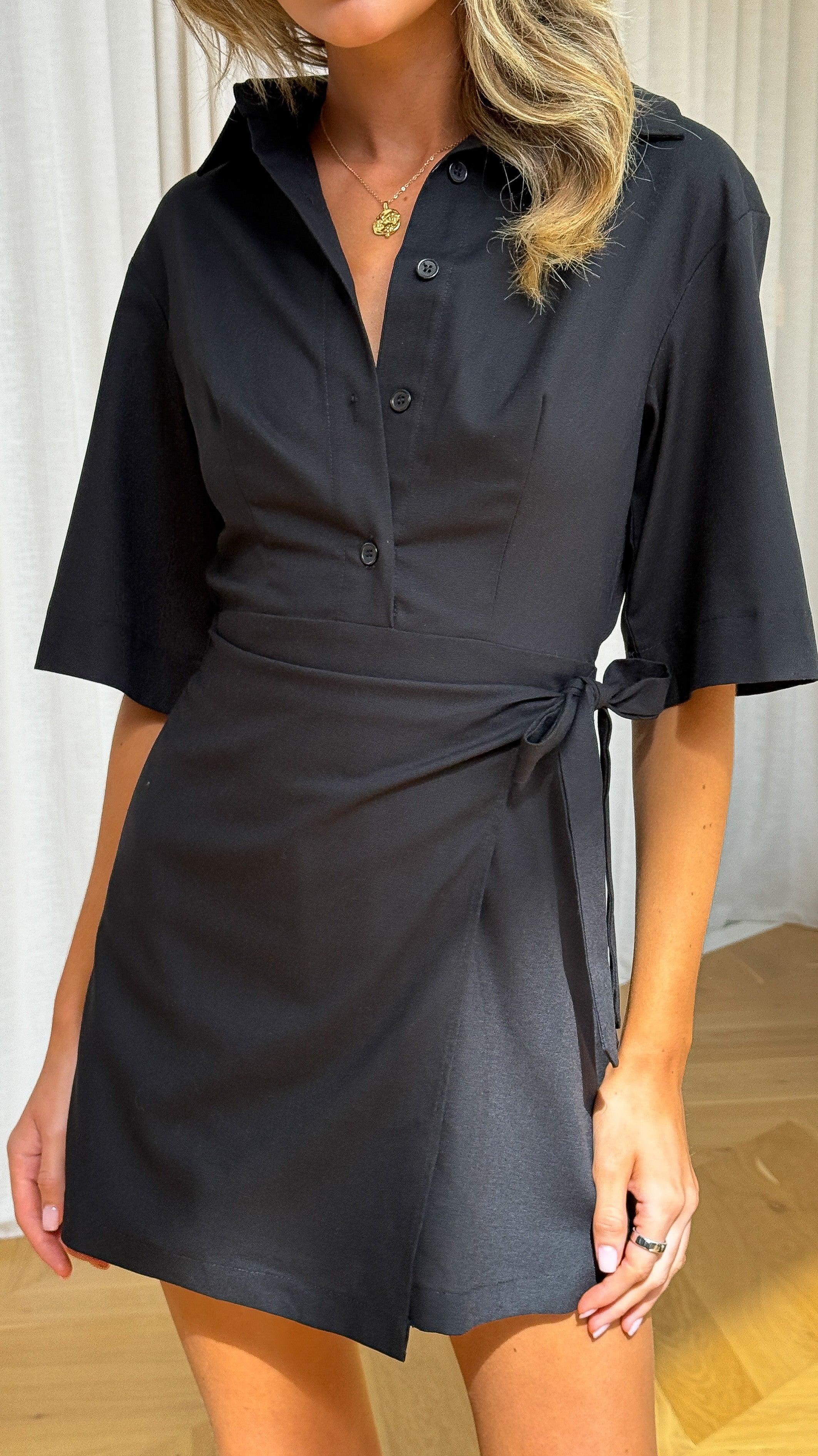 Bryce Wrap Playsuit - Black - Billy J