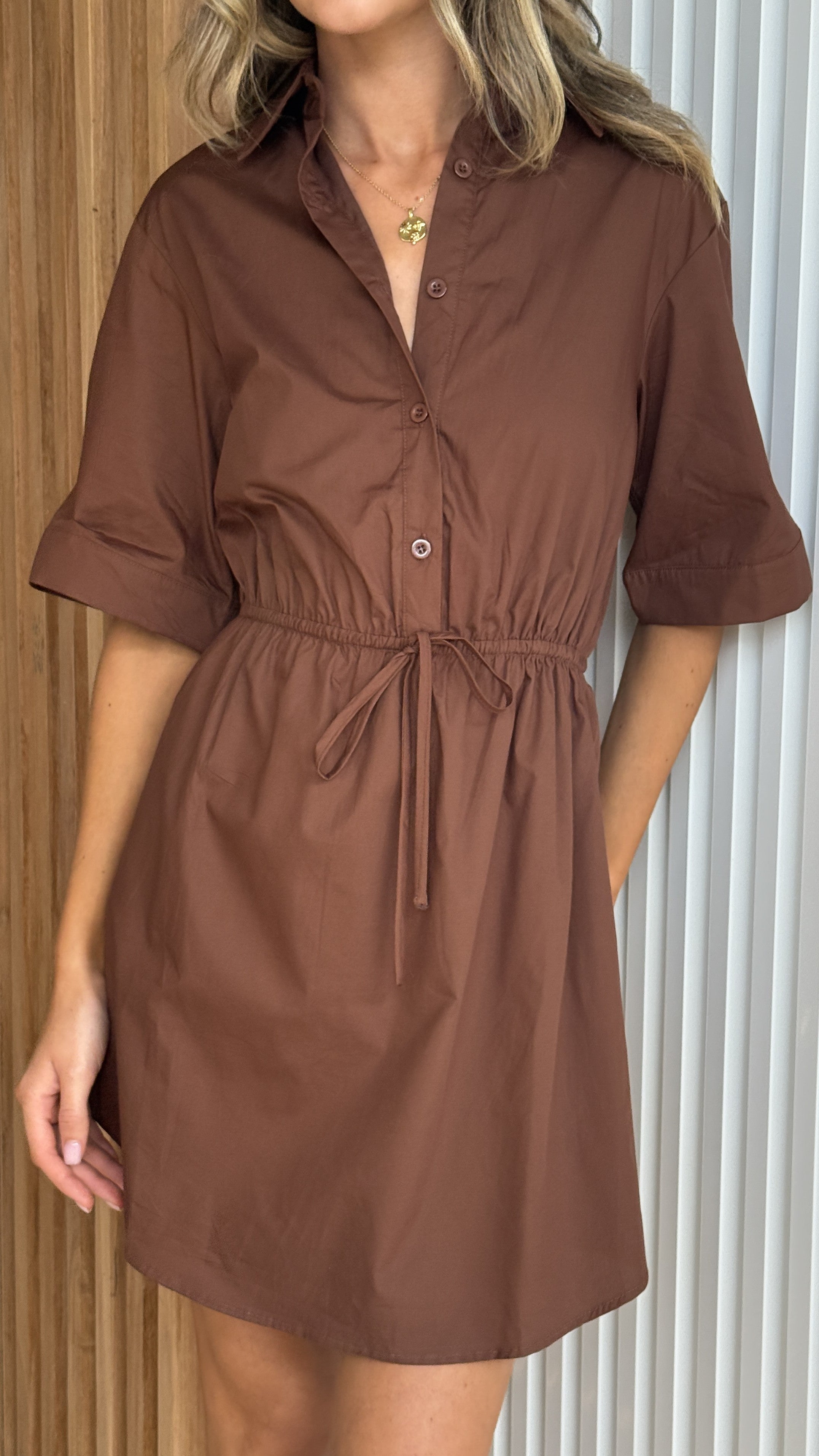 Elishia Mini Dress - Chocolate - Billy J