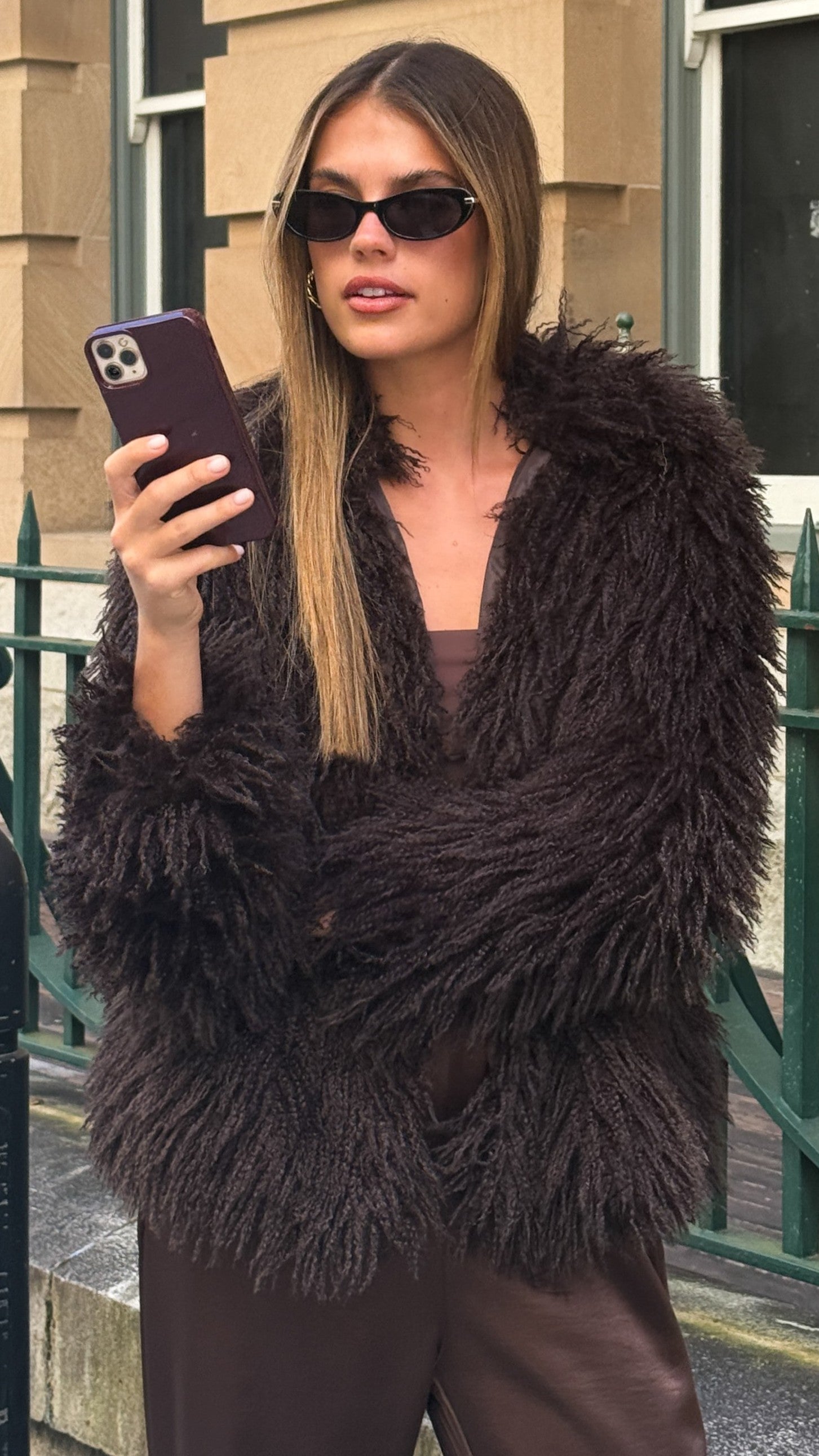 Chantelle Fur Jacket - Chocolate - Billy J