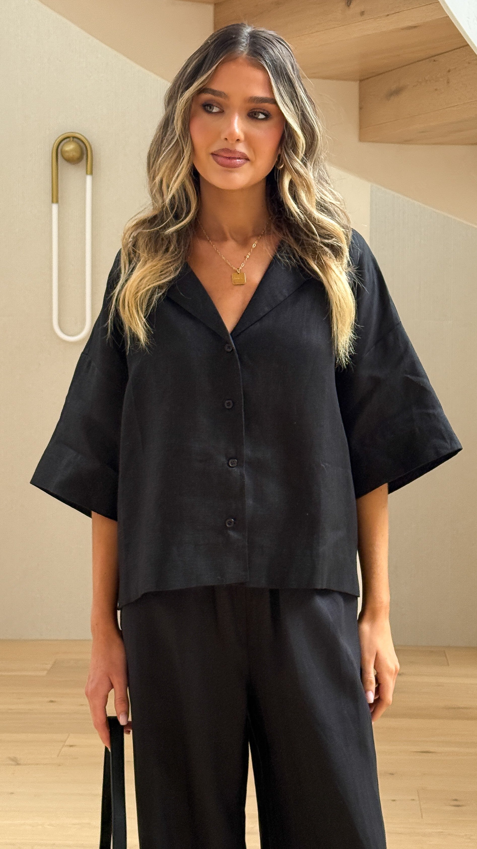 Luna Button Up Shirt - Black - Billy J