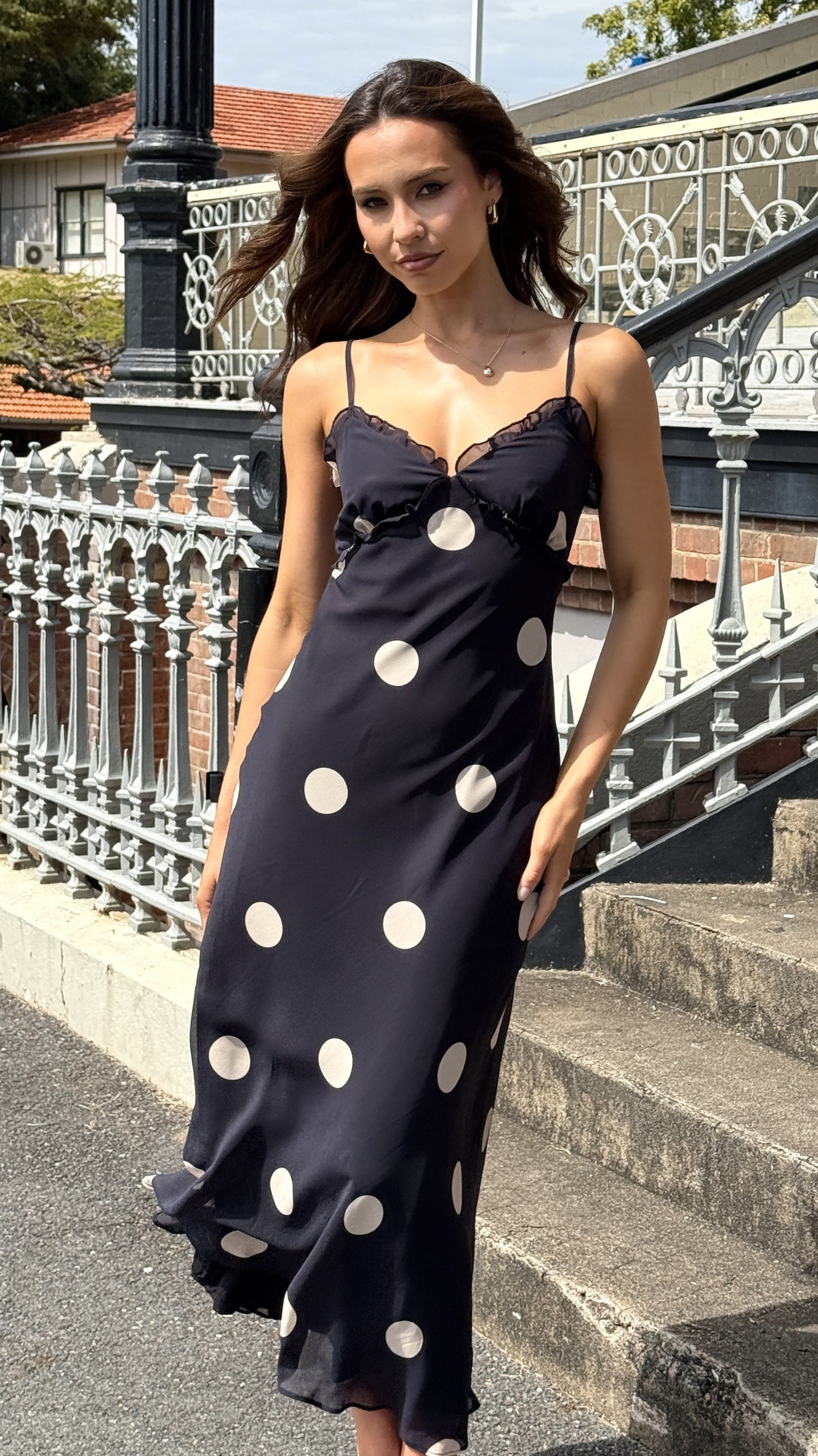 Jianna Maxi Dress - Black/Cream Polka - Billy J