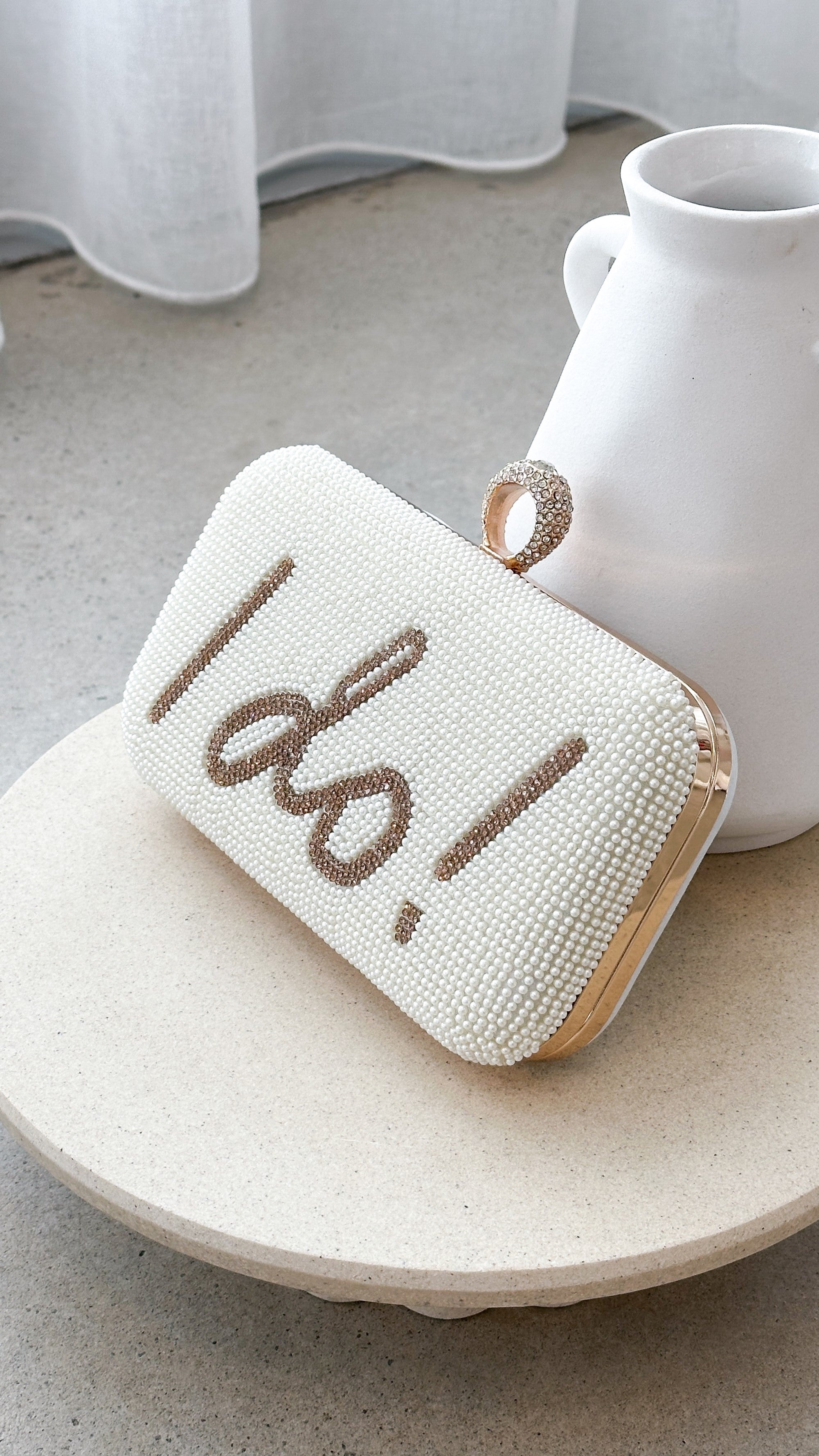 I DO Sequin Clutch - Gold/White - Billy J