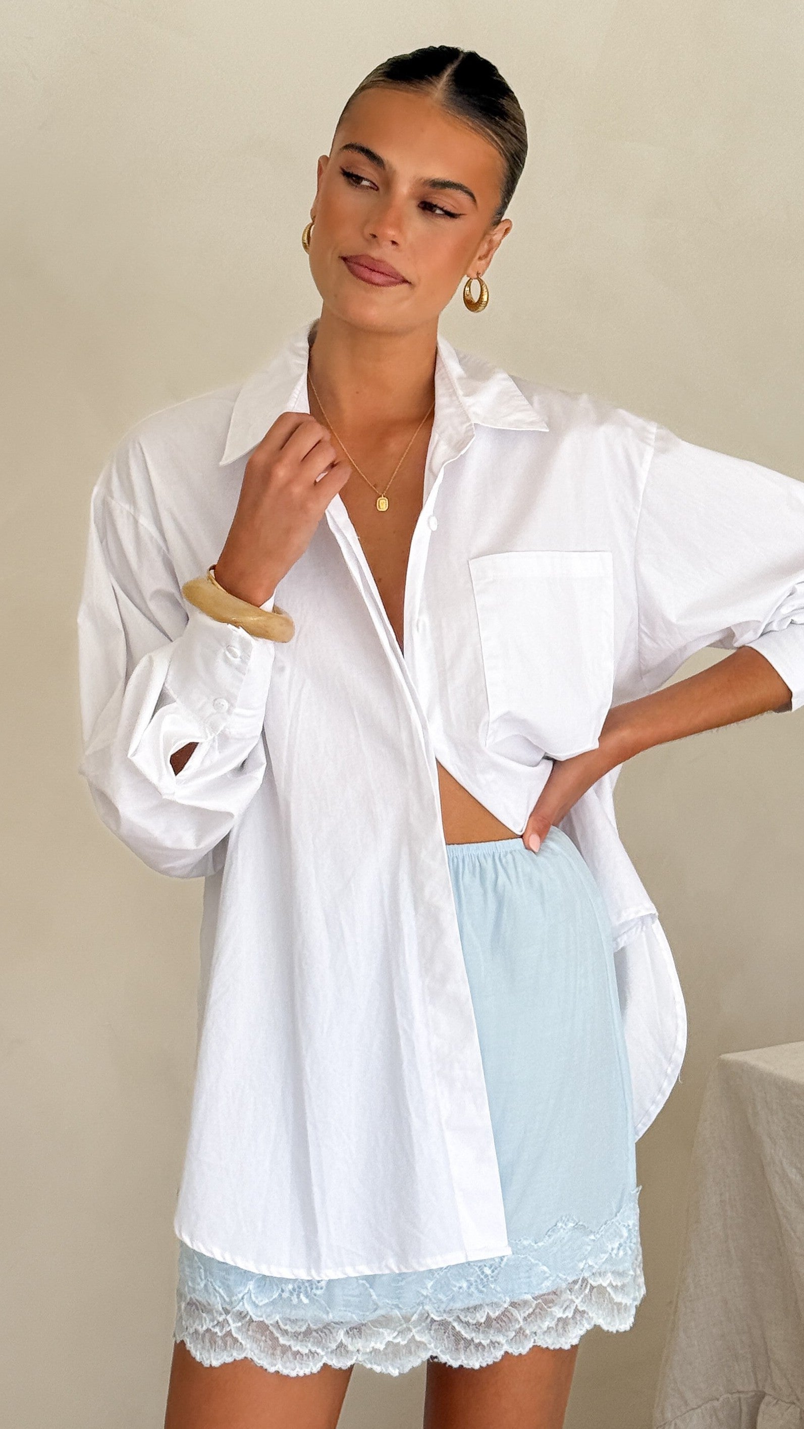 Davonne Lace Mini Skirt - Baby Blue - Billy J