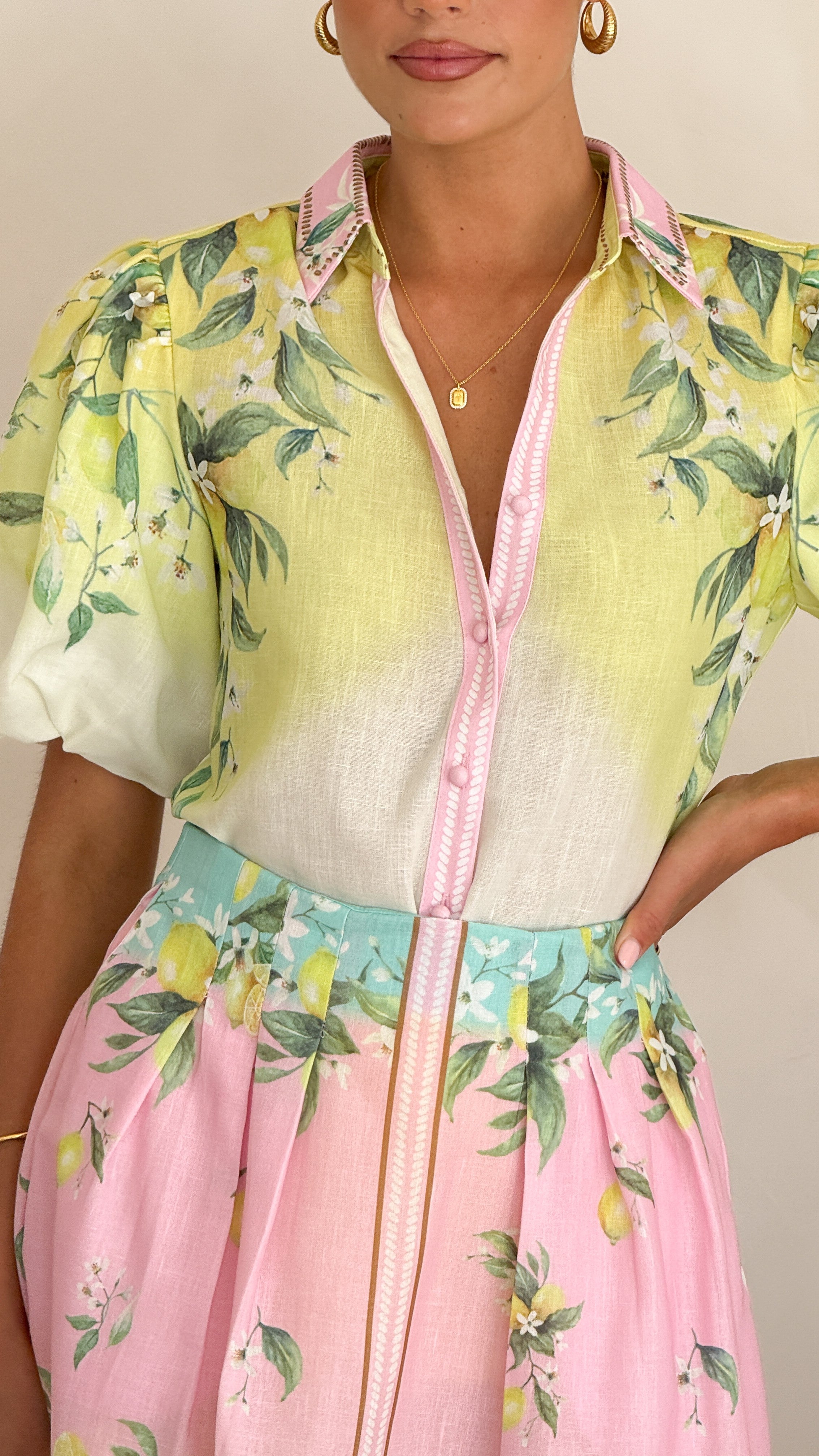 Verena Button Up Shirt - Rosé Lemonade - Billy J