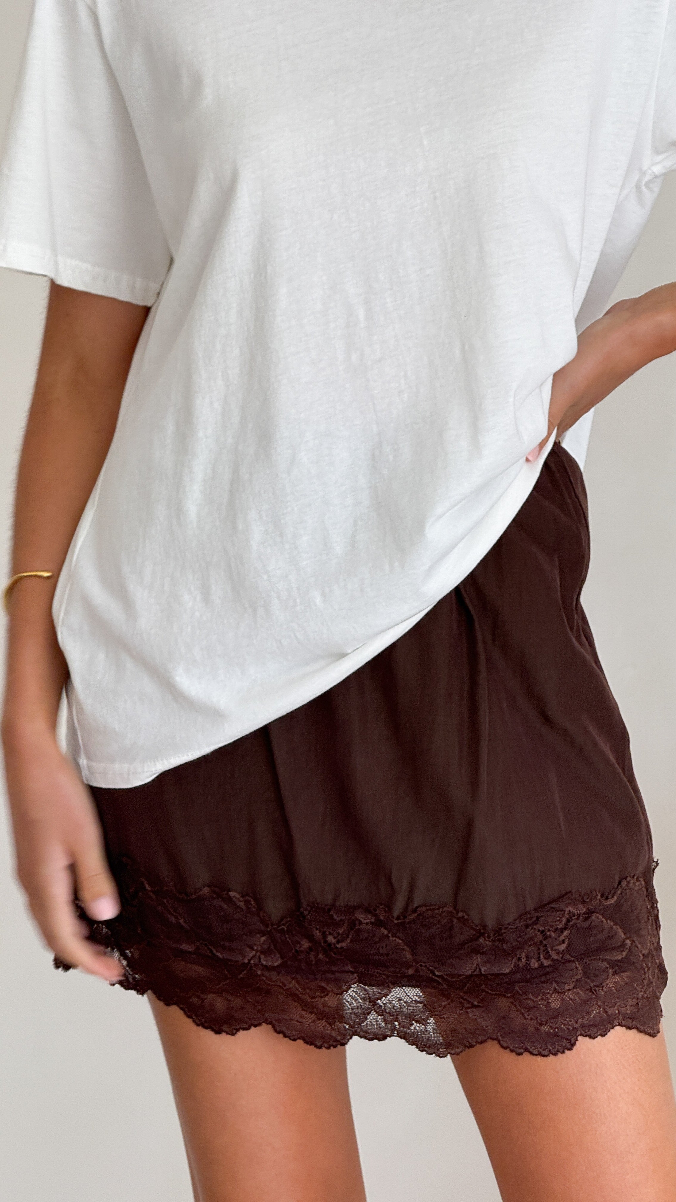 Davonne Lace Mini Skirt - Chocolate - Billy J