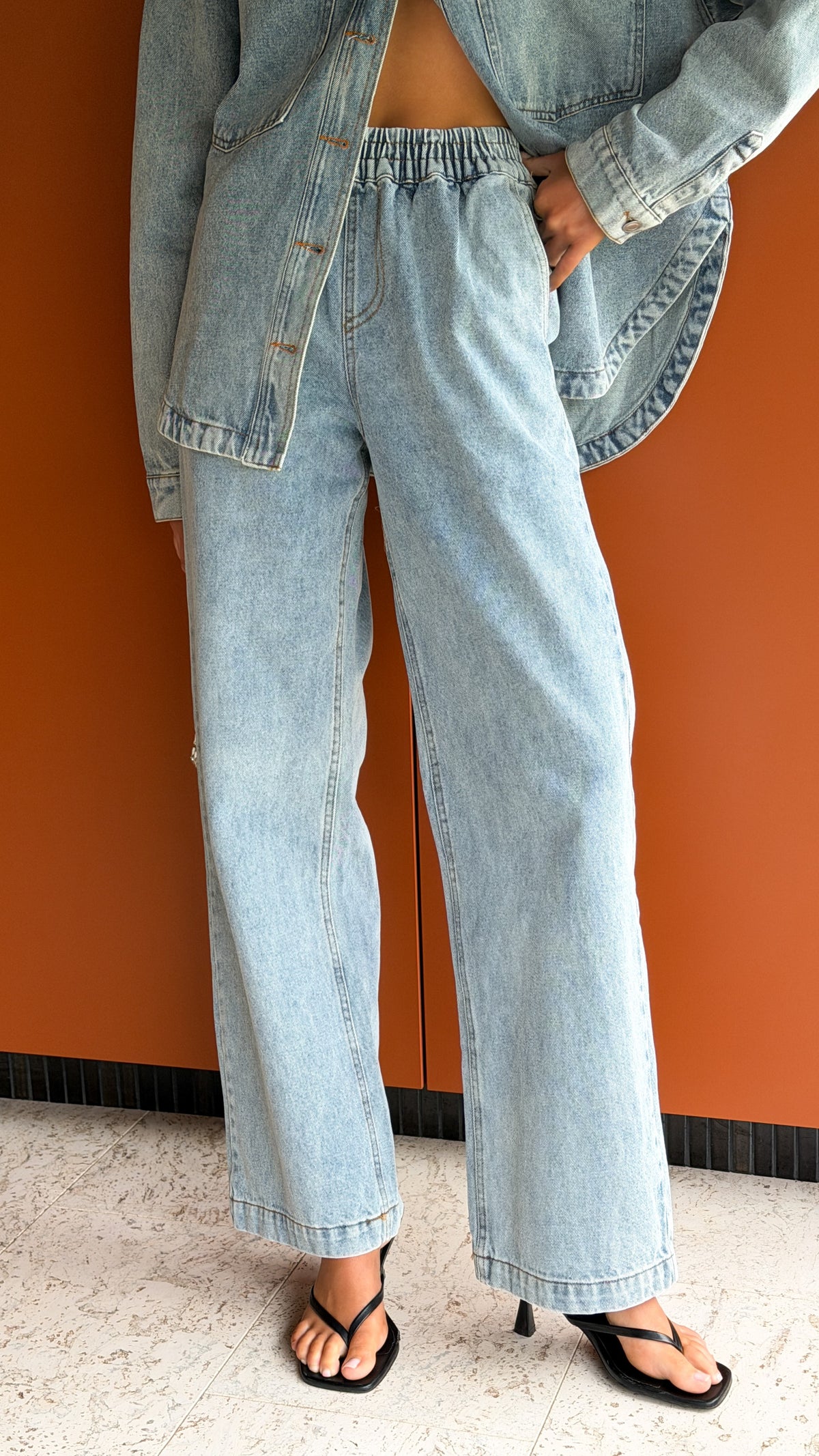 Zina Denim Pants - Mid Blue - Billy J
