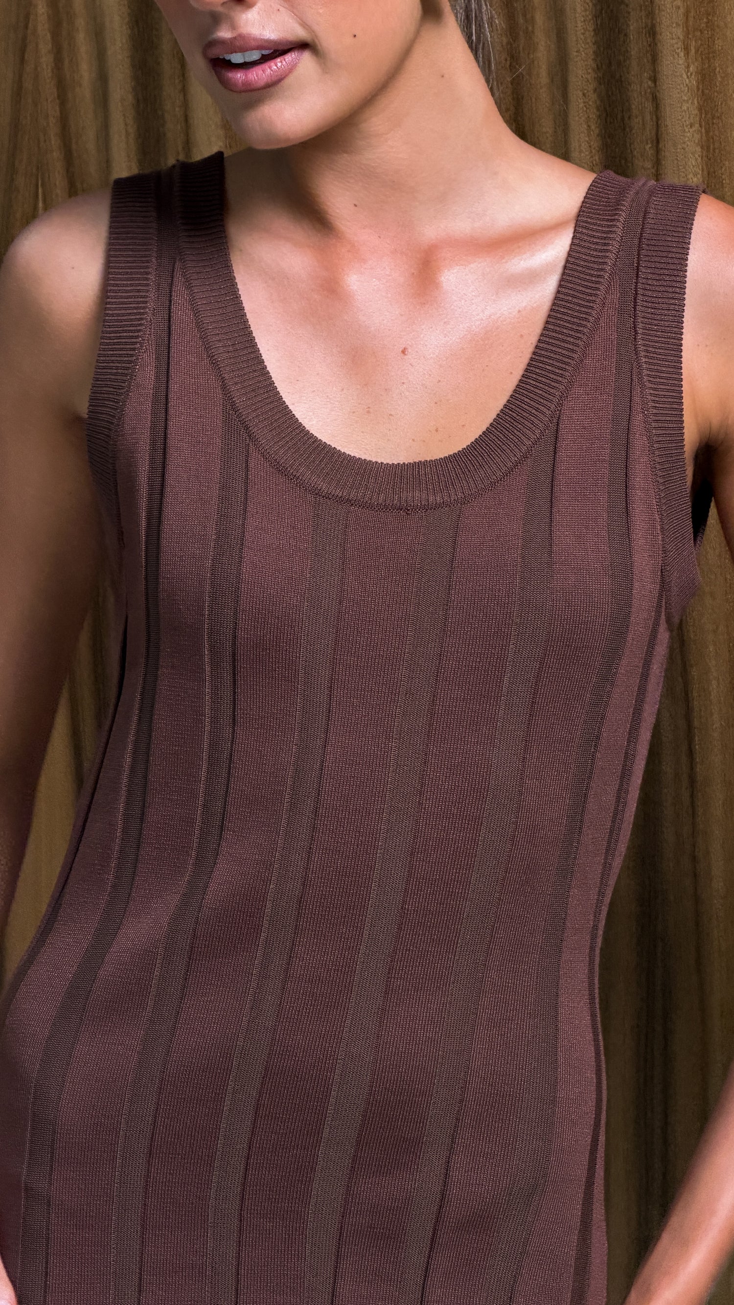 Avalyn Knit Maxi Dress - Chocolate - Billy J