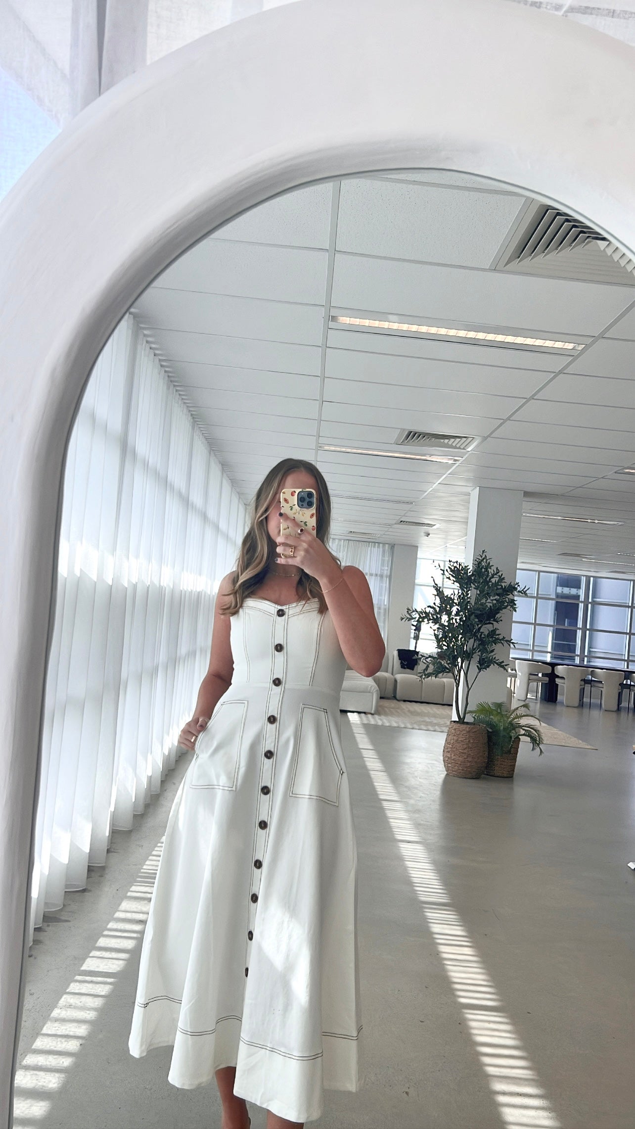 Indigo Midi Dress - White Denim - Billy J