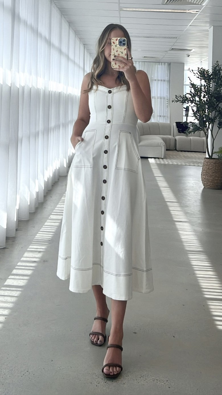 Indigo Maxi Dress - White Denim - Buy Women's Dresses