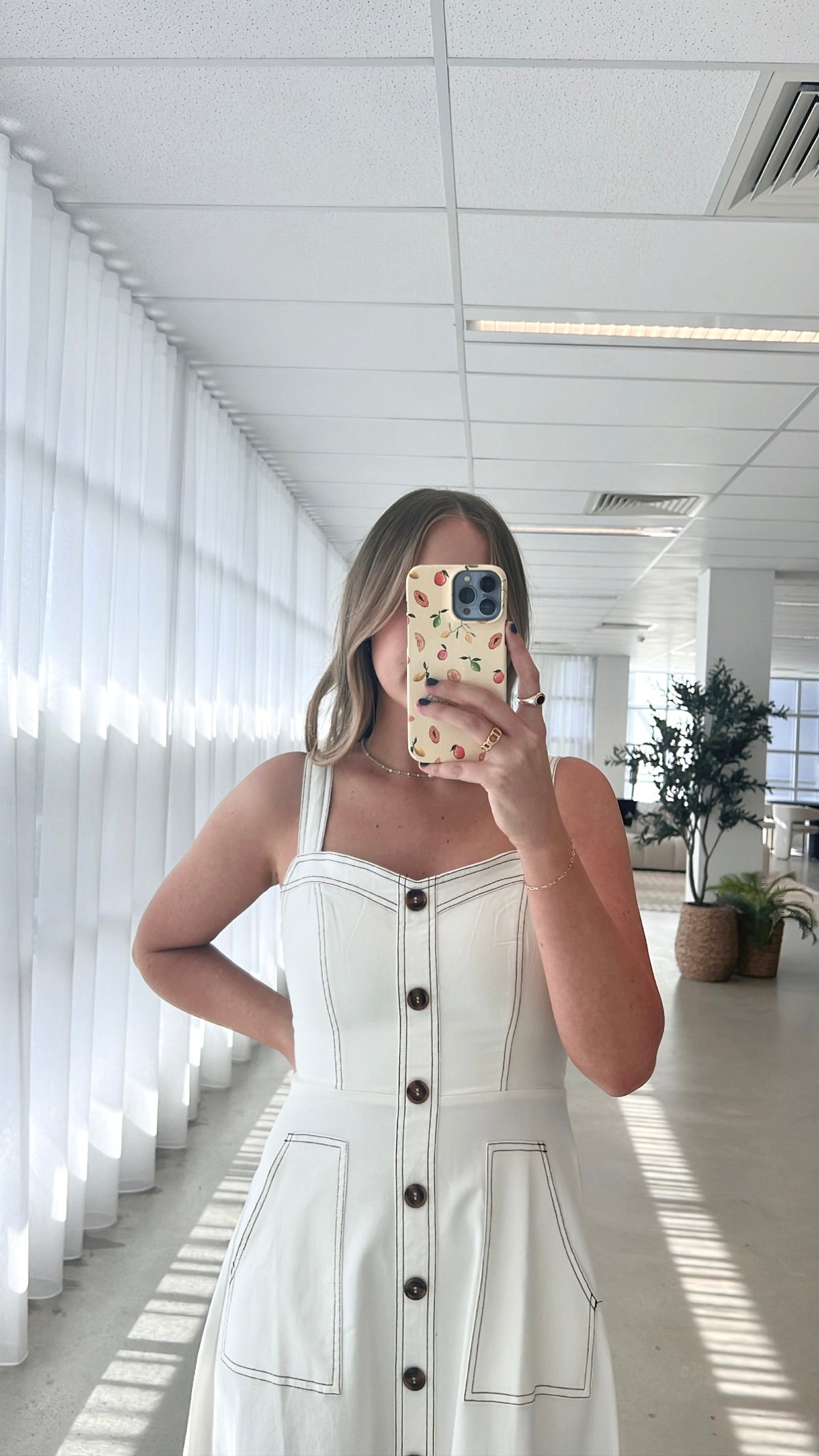 Indigo Midi Dress - White Denim - Billy J