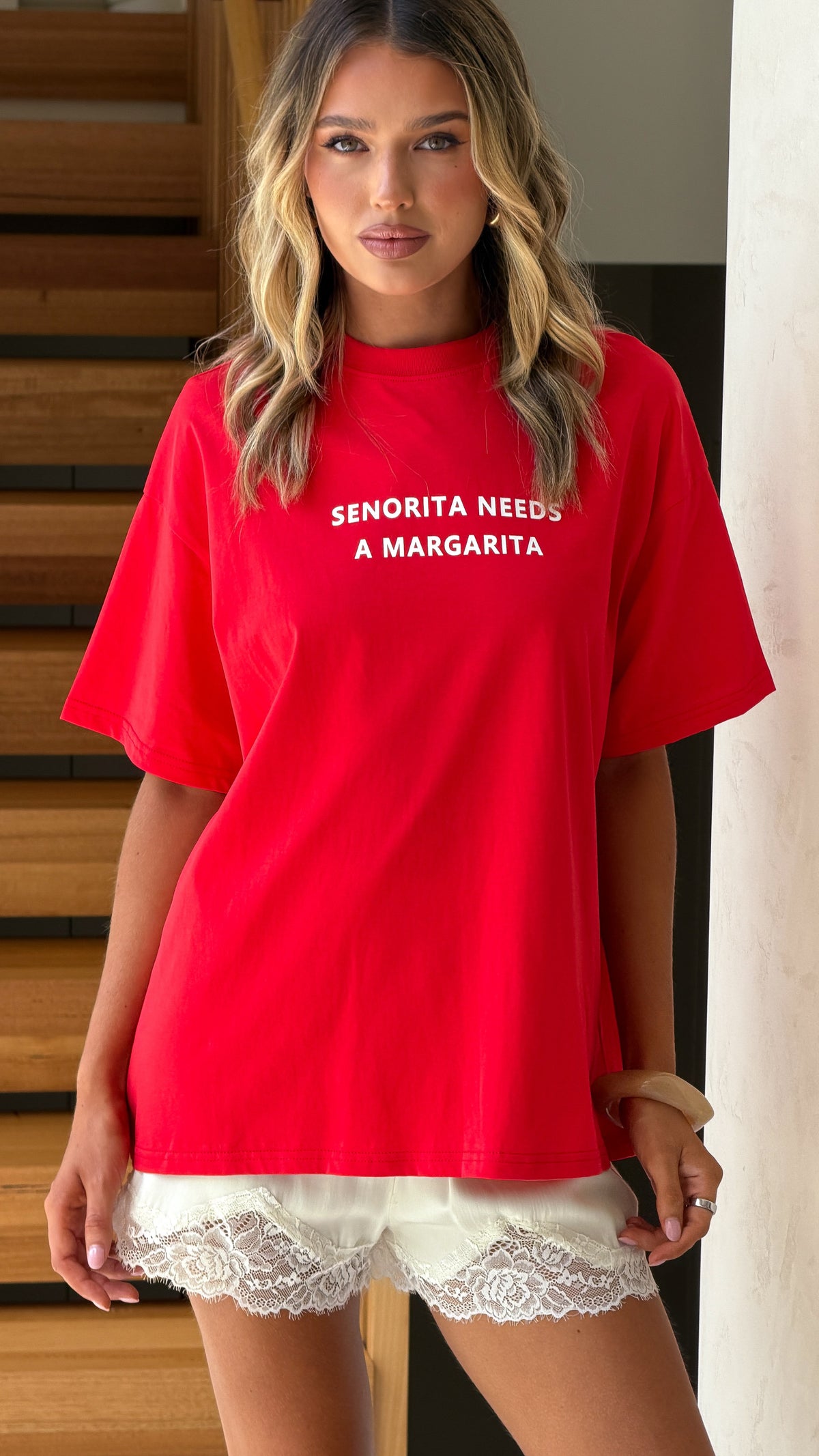 Senorita Margarita Oversized T-Shirt - Red - Billy J