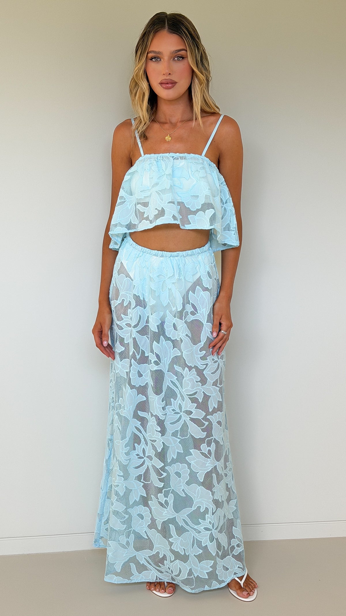 Stella Maxi Skirt - Blue Bloom Lace - Billy J