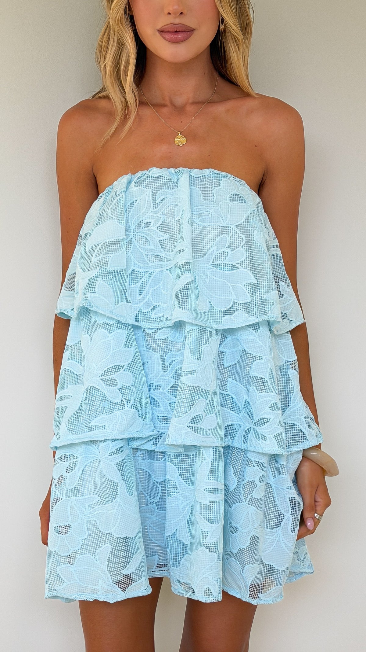 Elodie Mini Dress - Blue Bloom Lace - Billy J