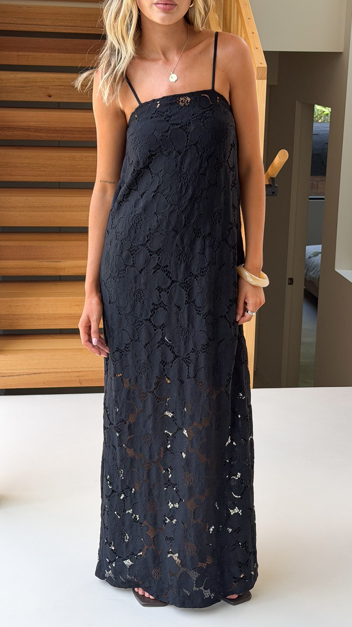 Oaklynn Maxi Dress - Black/Lace - Billy J