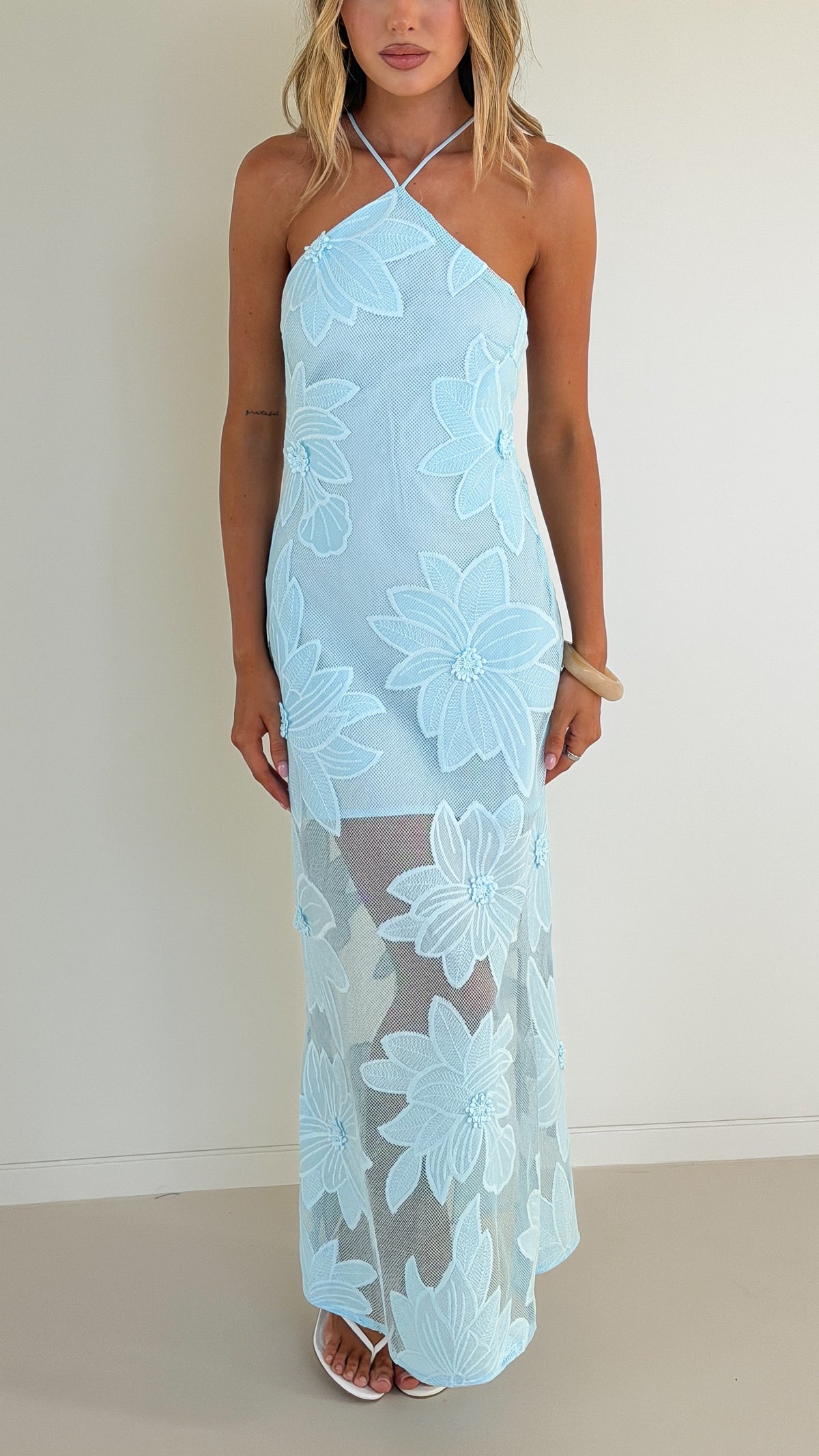 Colette Lace Maxi Dress - Baby Blue - Billy J