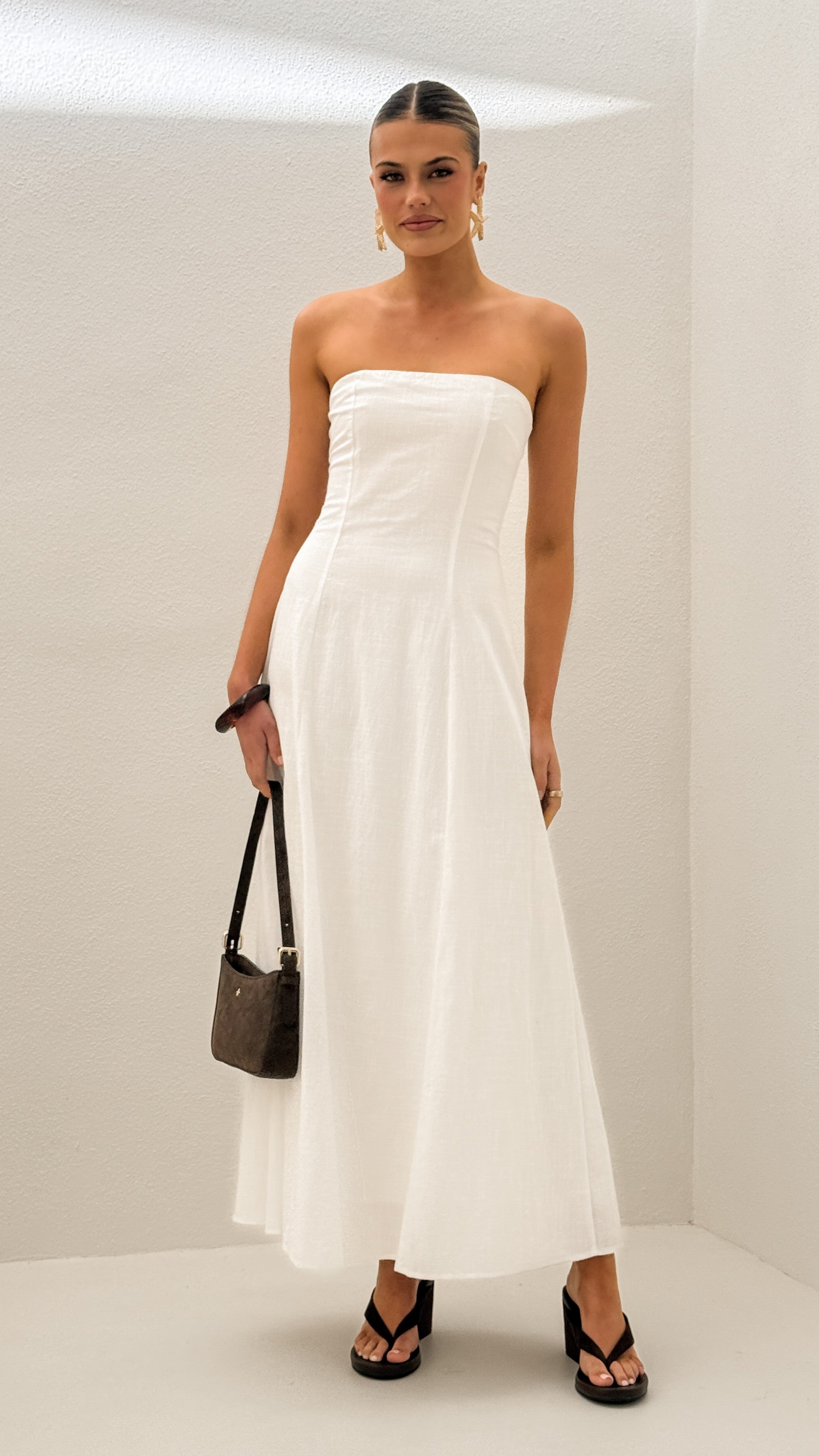 Astrid Strapless Maxi Dress - White - Billy J