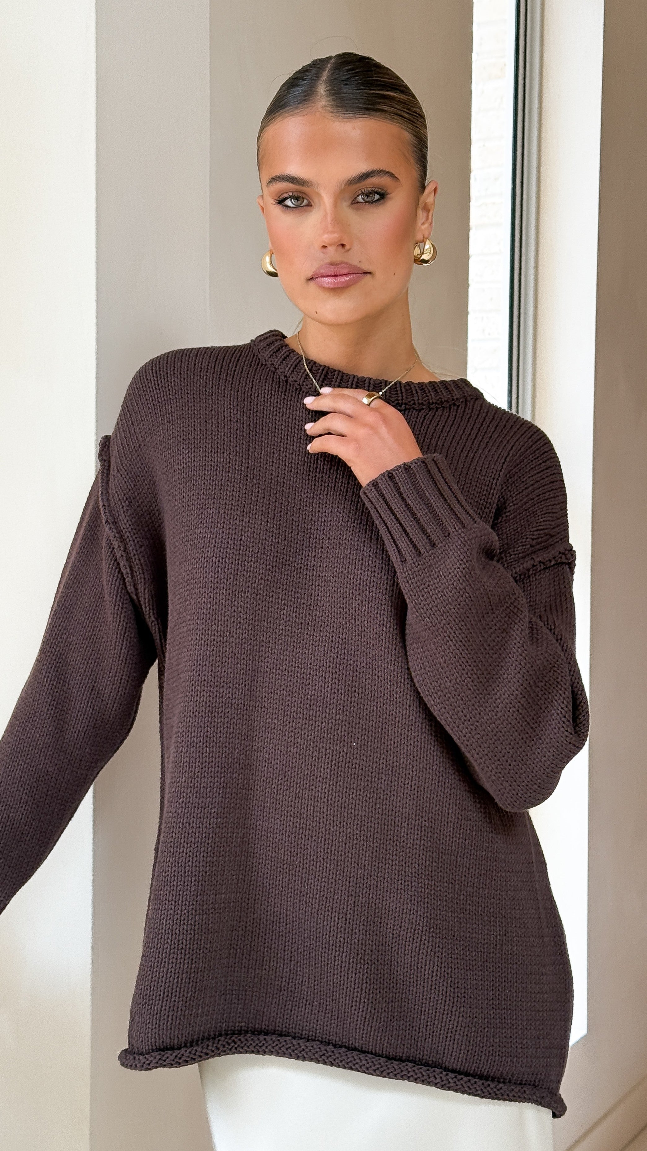 Delvine Knit Jumper - Chocolate - Billy J