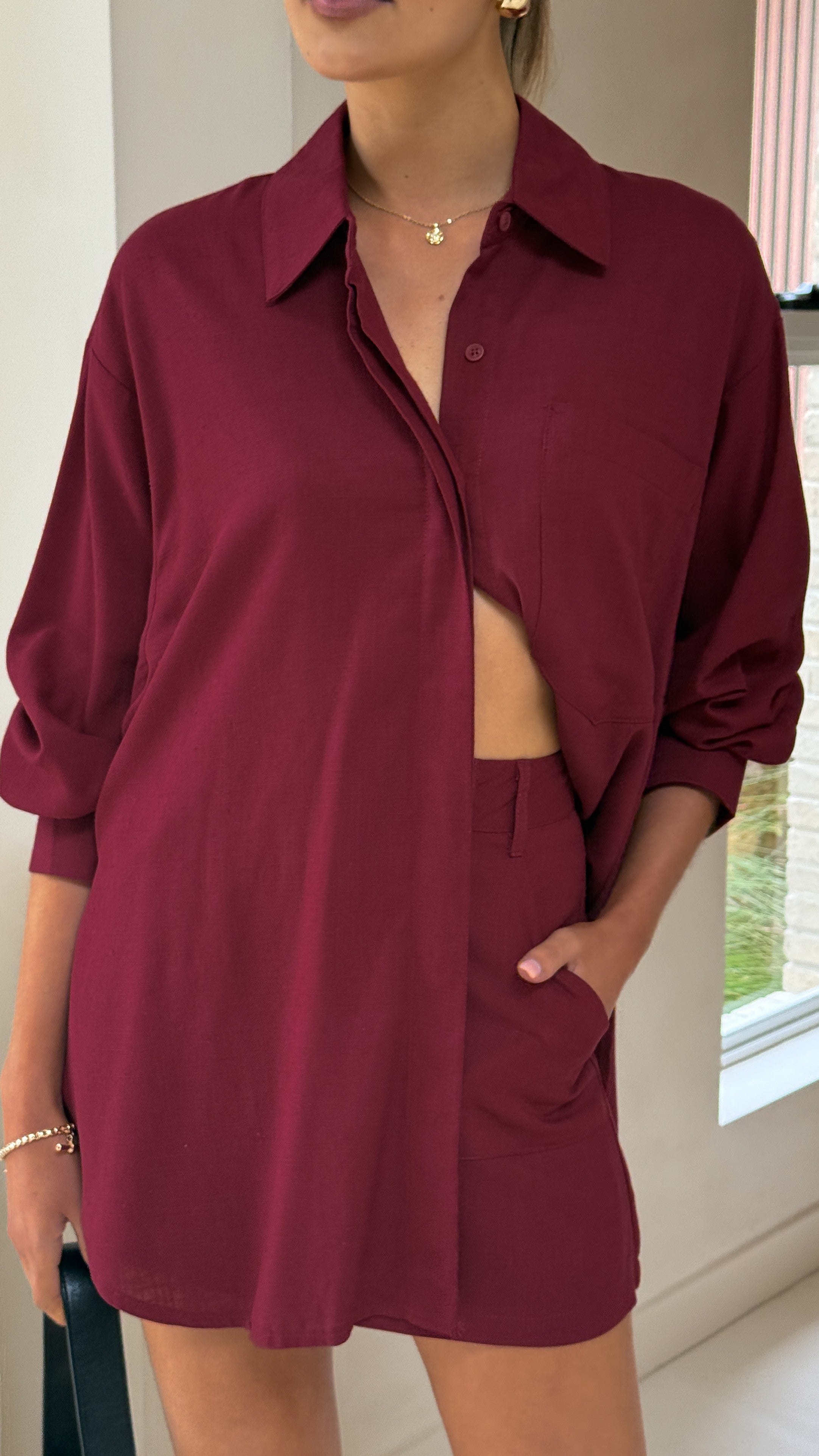 Charla Mini Skort - Burgundy - Billy J