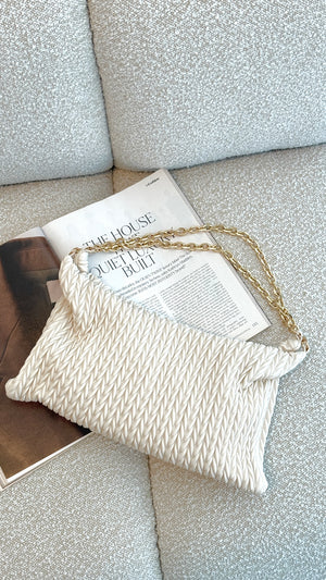 Arrow Weave Shoulder Bag - Stone